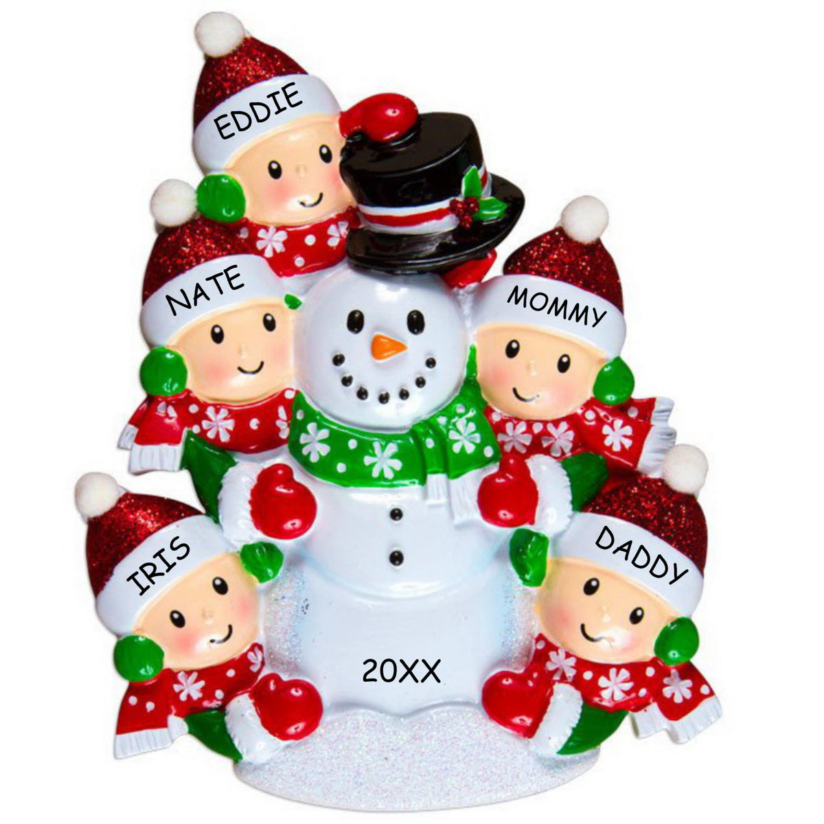 Personalized Snowman Fun Family Christmas Ornament - Family of 5 ...