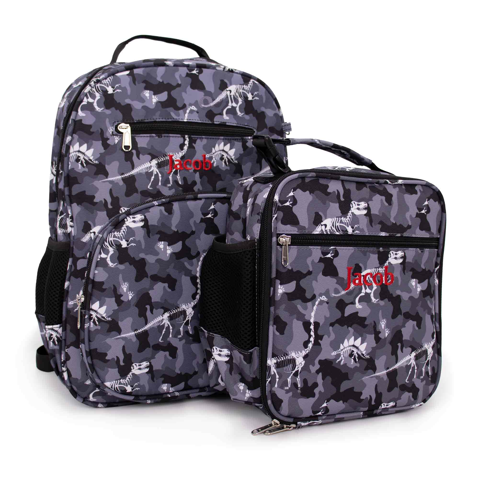 Personalized Camo Dinosaur Adventure Collection Backpack and Lunch