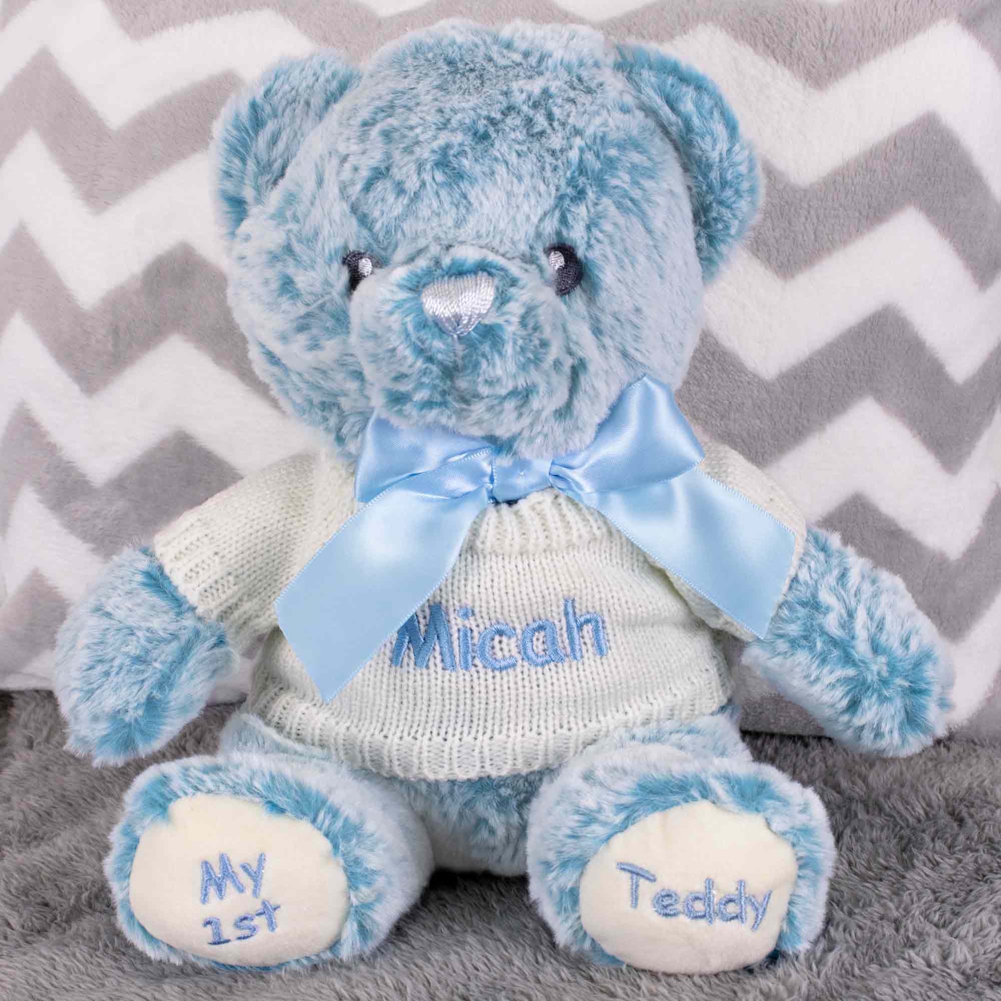Personalized Baby Gift - Baby’s First Teddy Bear - Blue, 12 Inch