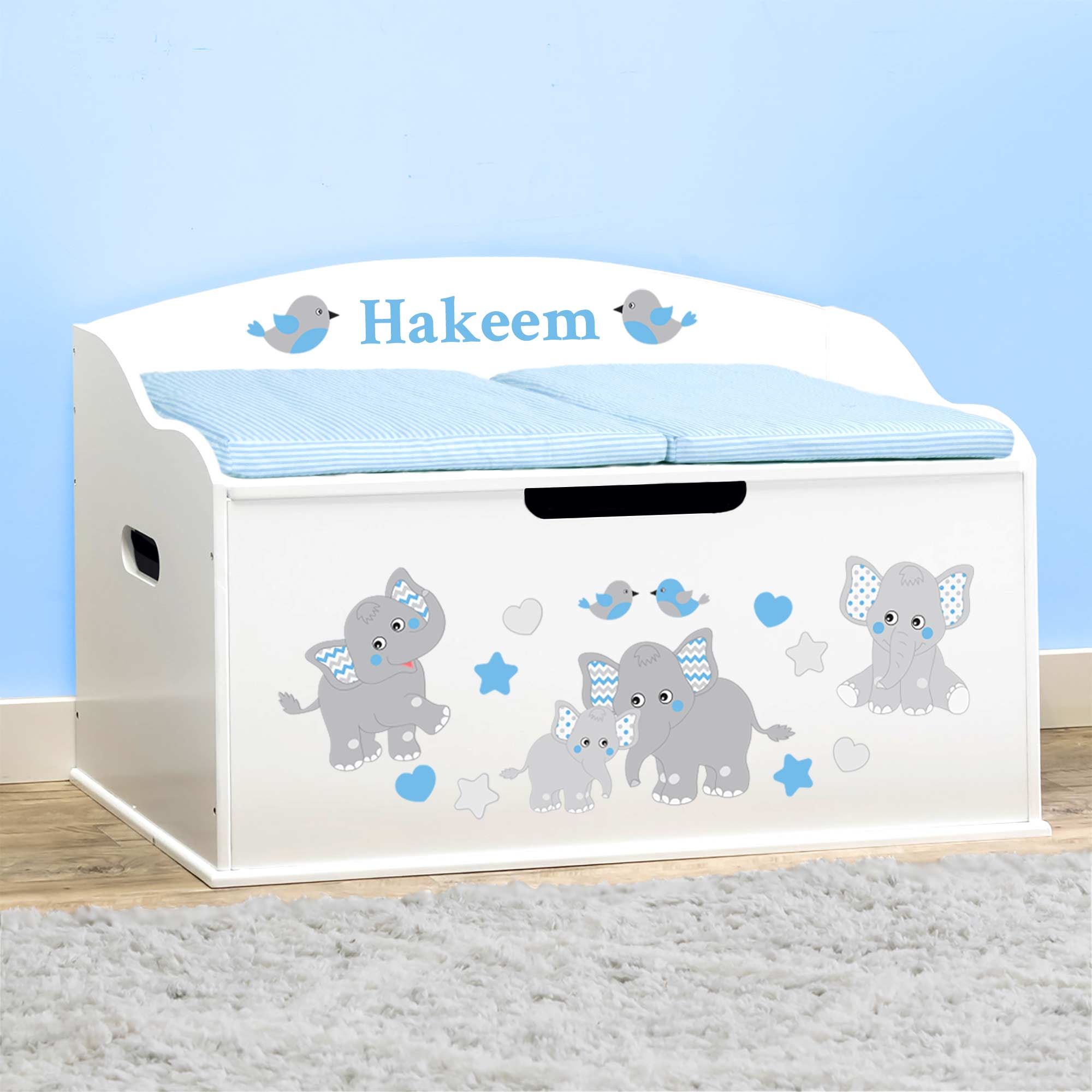 Personalized Dibsies Creative Wonders Blue Elephants Toy Box