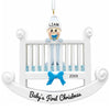 Personalized Dibsies Standing Baby in a Crib First Christmas Ornament - Blue