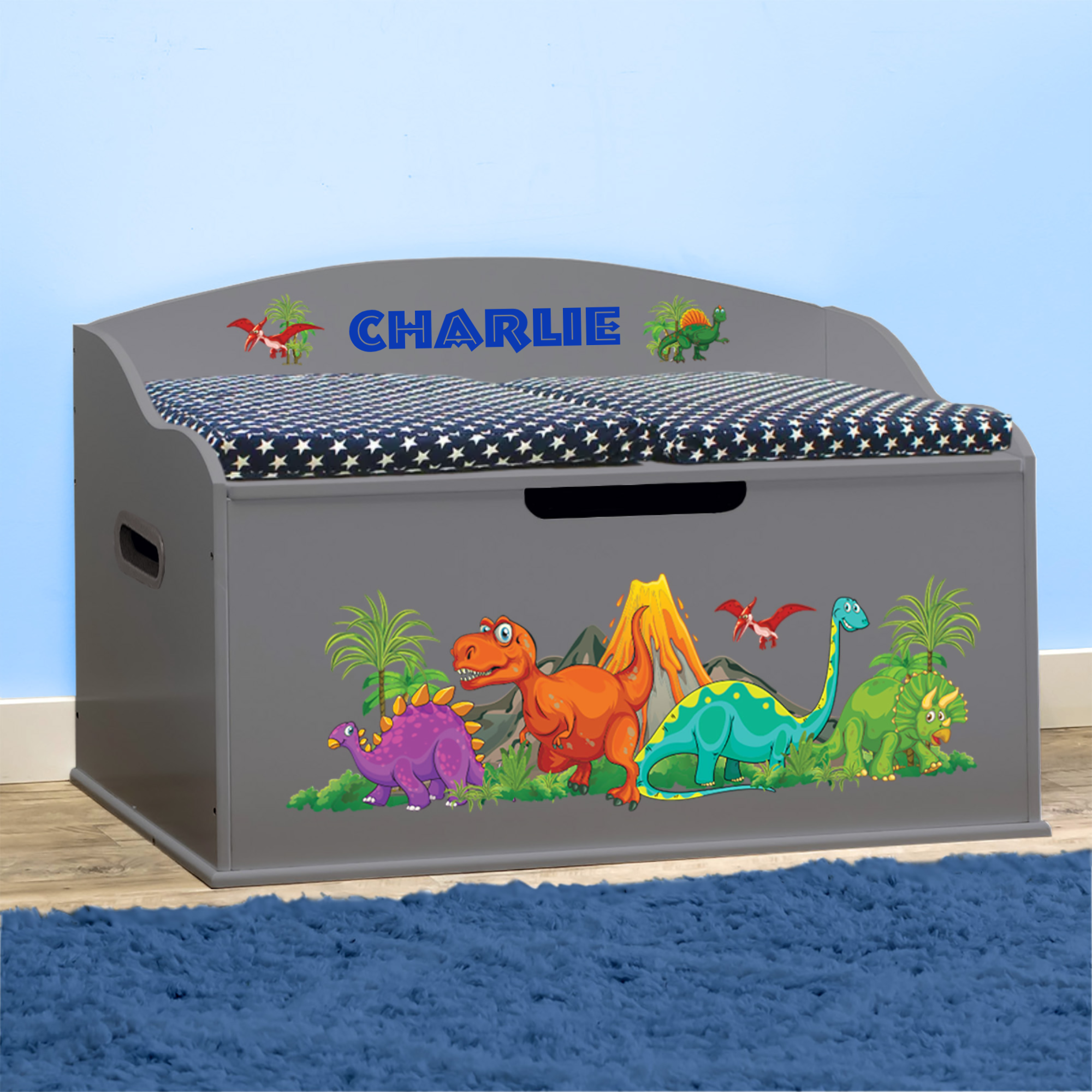 dinosaur fishing box Personalized Dibsies Modern Expressions Dinosaurs Toy Box