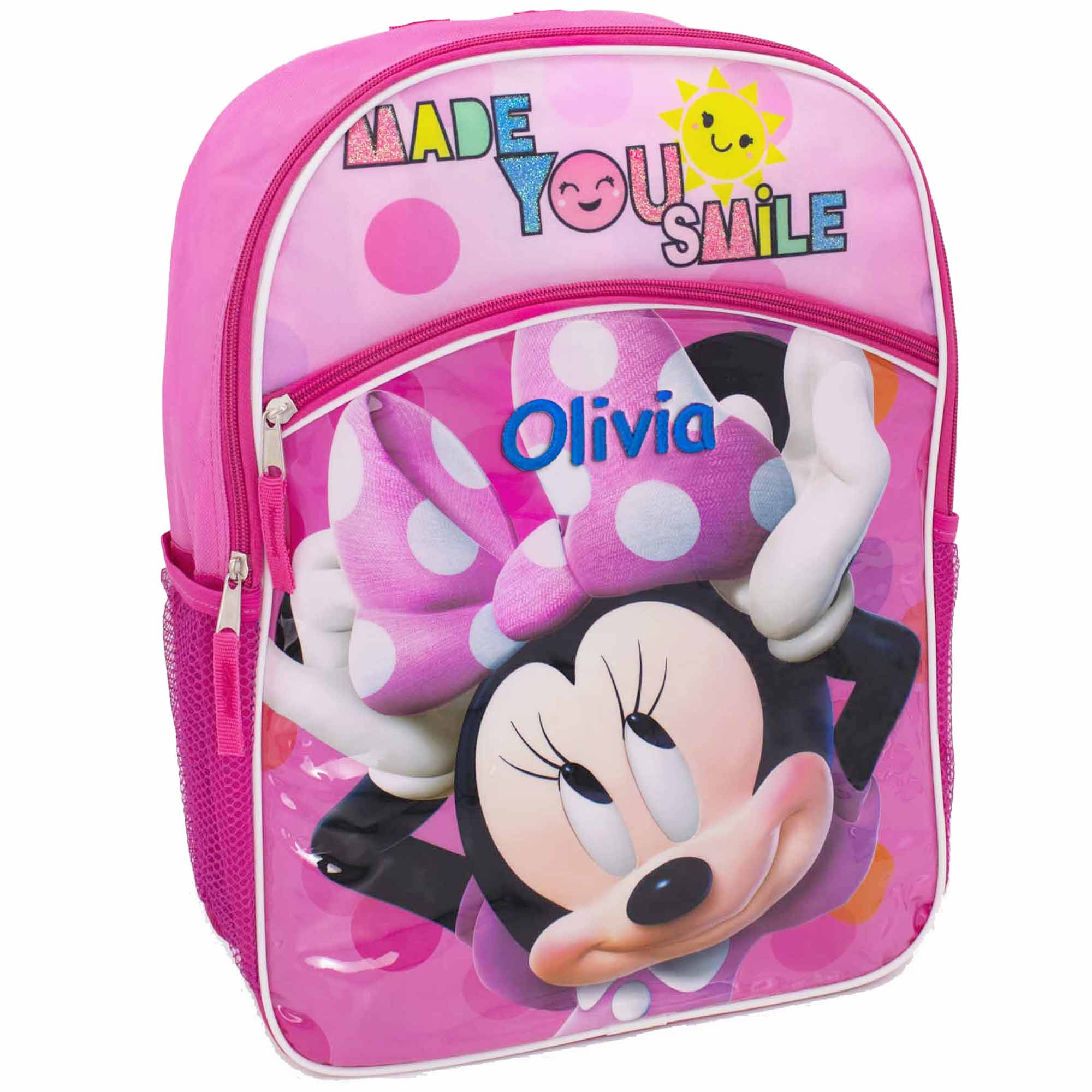 16 in kids backpack Personalized Minnie Mouse Made You Smile Character Backpack