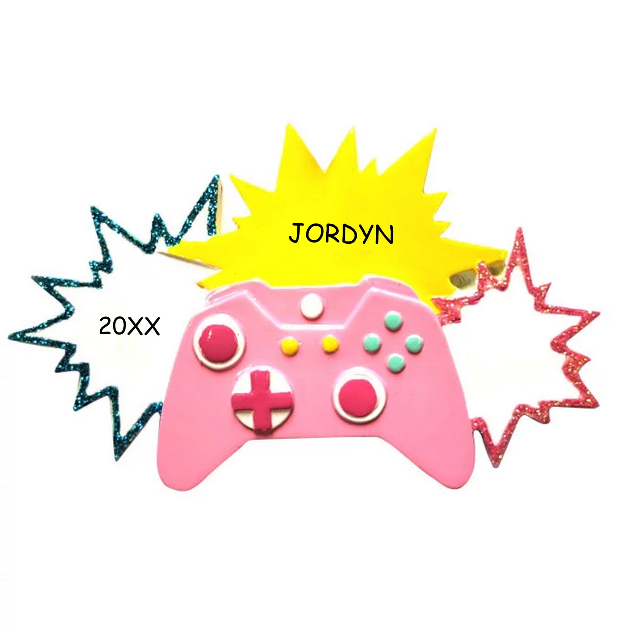 Personalized Pink Game Controller Kids Christmas Ornament