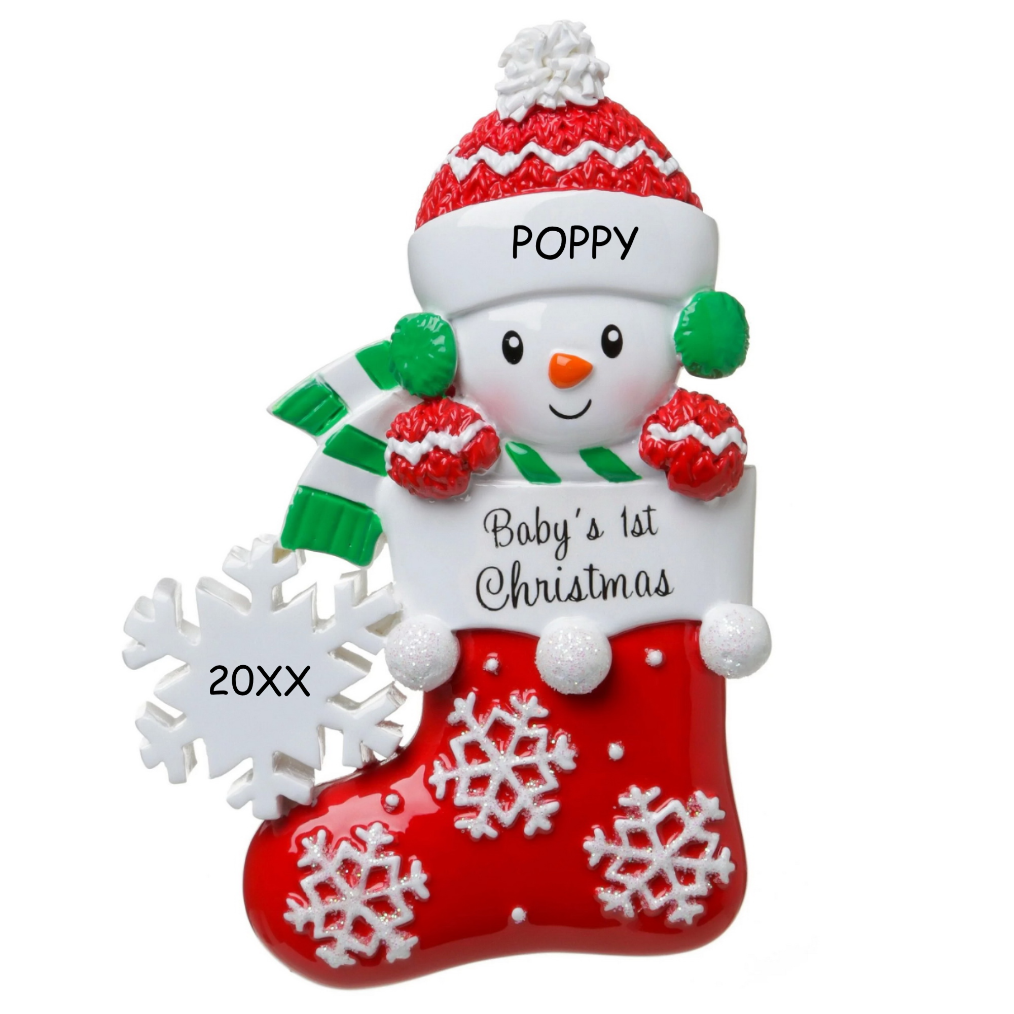 Personalized Snow Baby 1st Christmas In Stocking Christmas Ornament