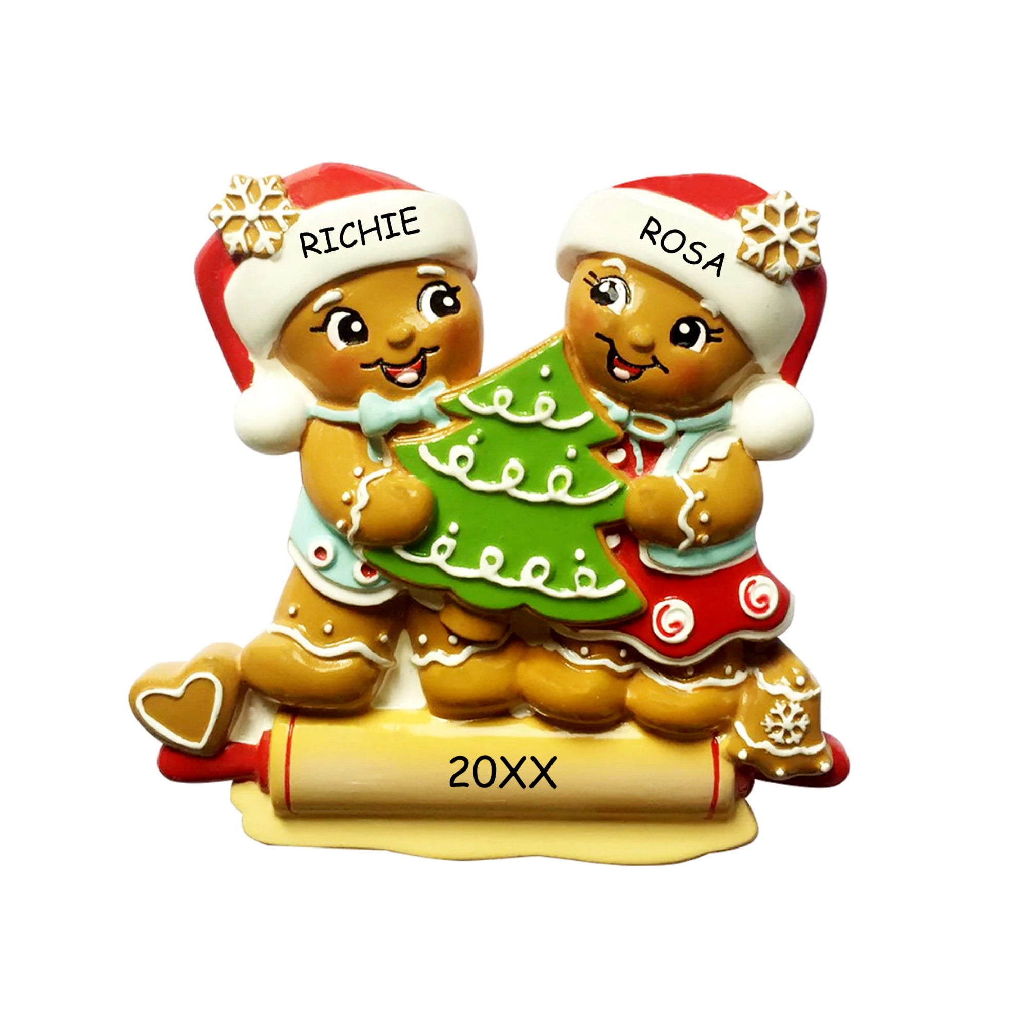 Personalized Nostalgic Gingerbread Couples Christmas Ornament