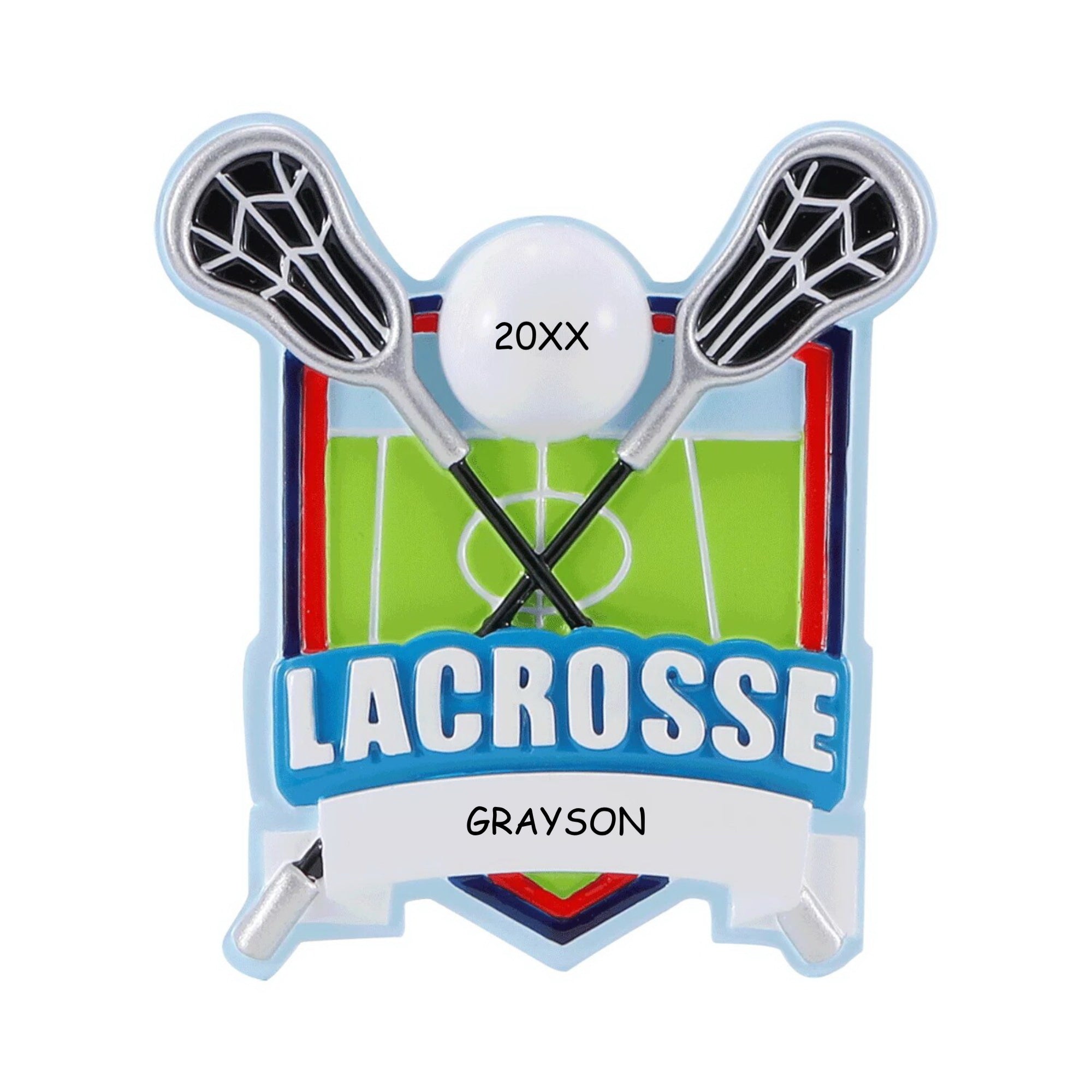 Personalized Lacrosse Field Sports Christmas Ornament