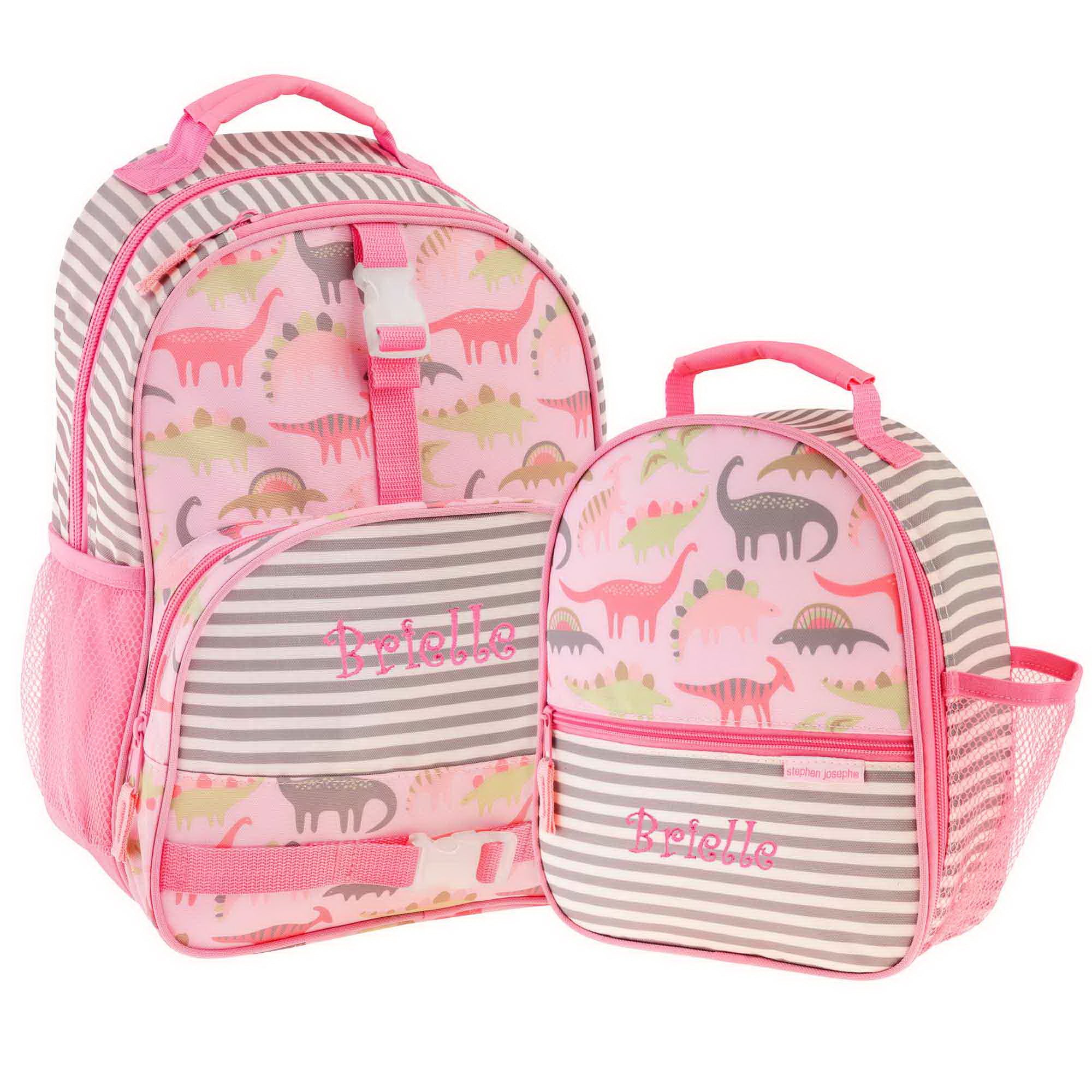 Personalized Pink Dino Trendsetter Backpack & Lunchbox Combo