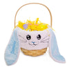 Personalized Classic Wicker Woodchip Easter Basket - Plush Blue Bunny Liner