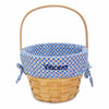 Personalized Classic Wicker Woodchip Easter Basket - Blue Colorful Dots Liner