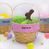 Personalized Classic Wicker Woodchip Easter Basket - Pink Colorful Dots Liner