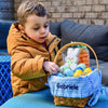 Personalized Woodchip Easter Basket with Custom Designed Liners  - Blue Gingham