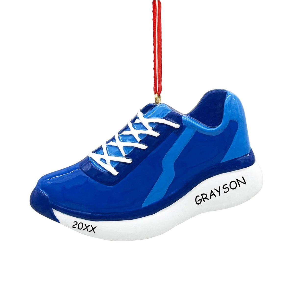 Personalized Running Shoe Sports Christmas Ornament Blue Dibsies