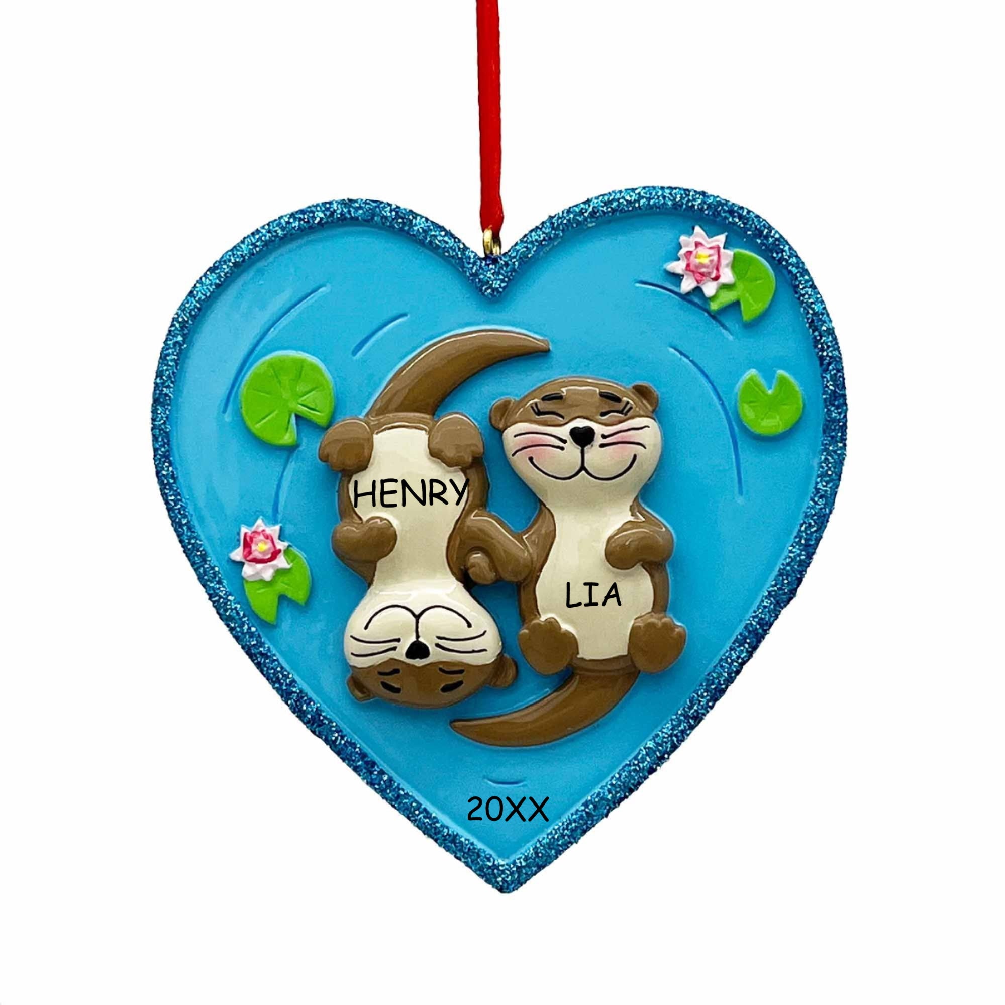 Personalized Otterly Cute Couples Christmas Ornament