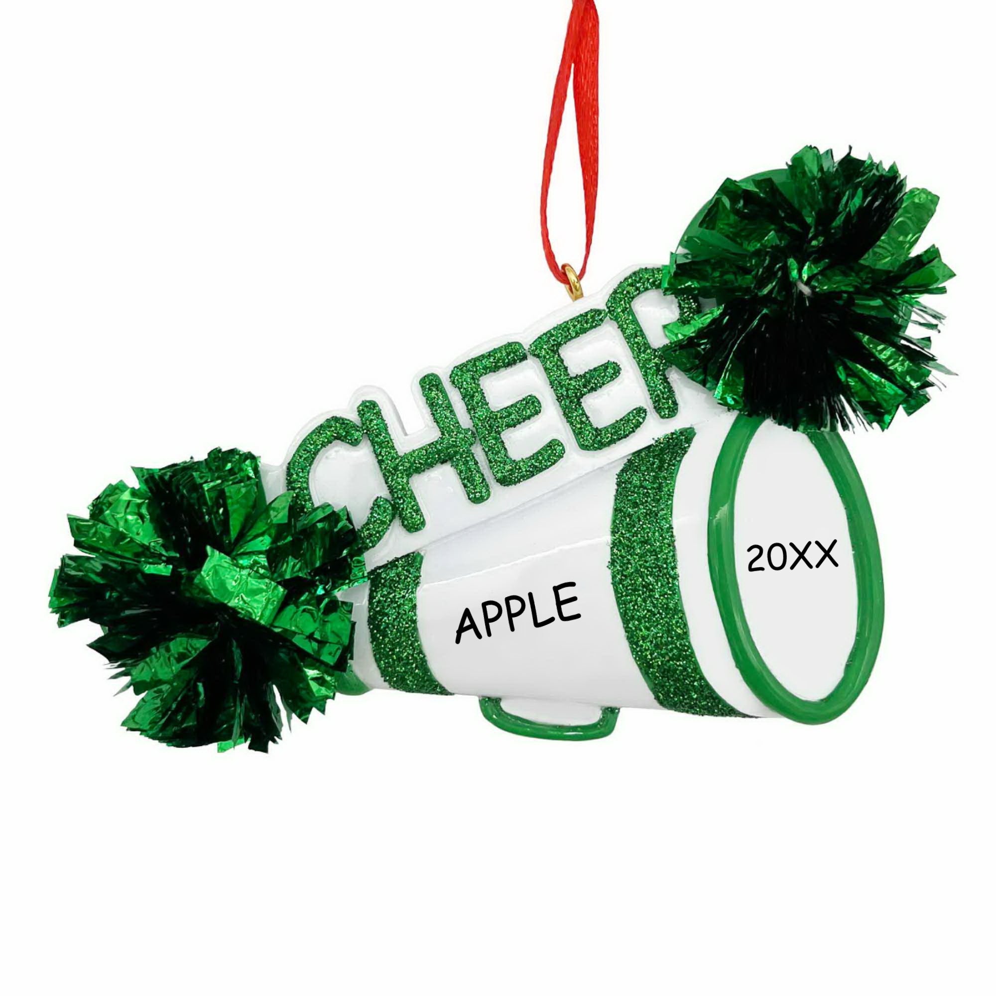 Personalized Cheerleader Christmas Ornament - Green