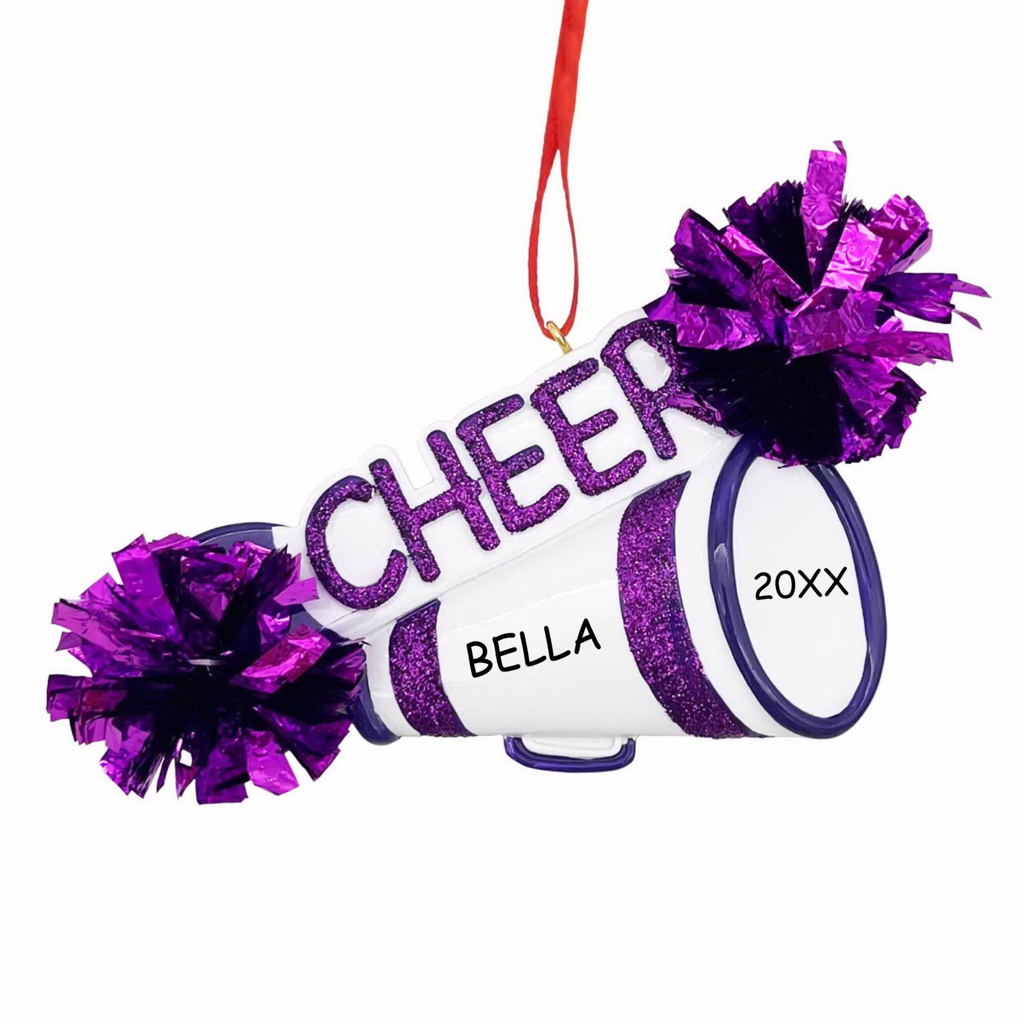 Personalized Cheerleader Christmas Ornament - Purple