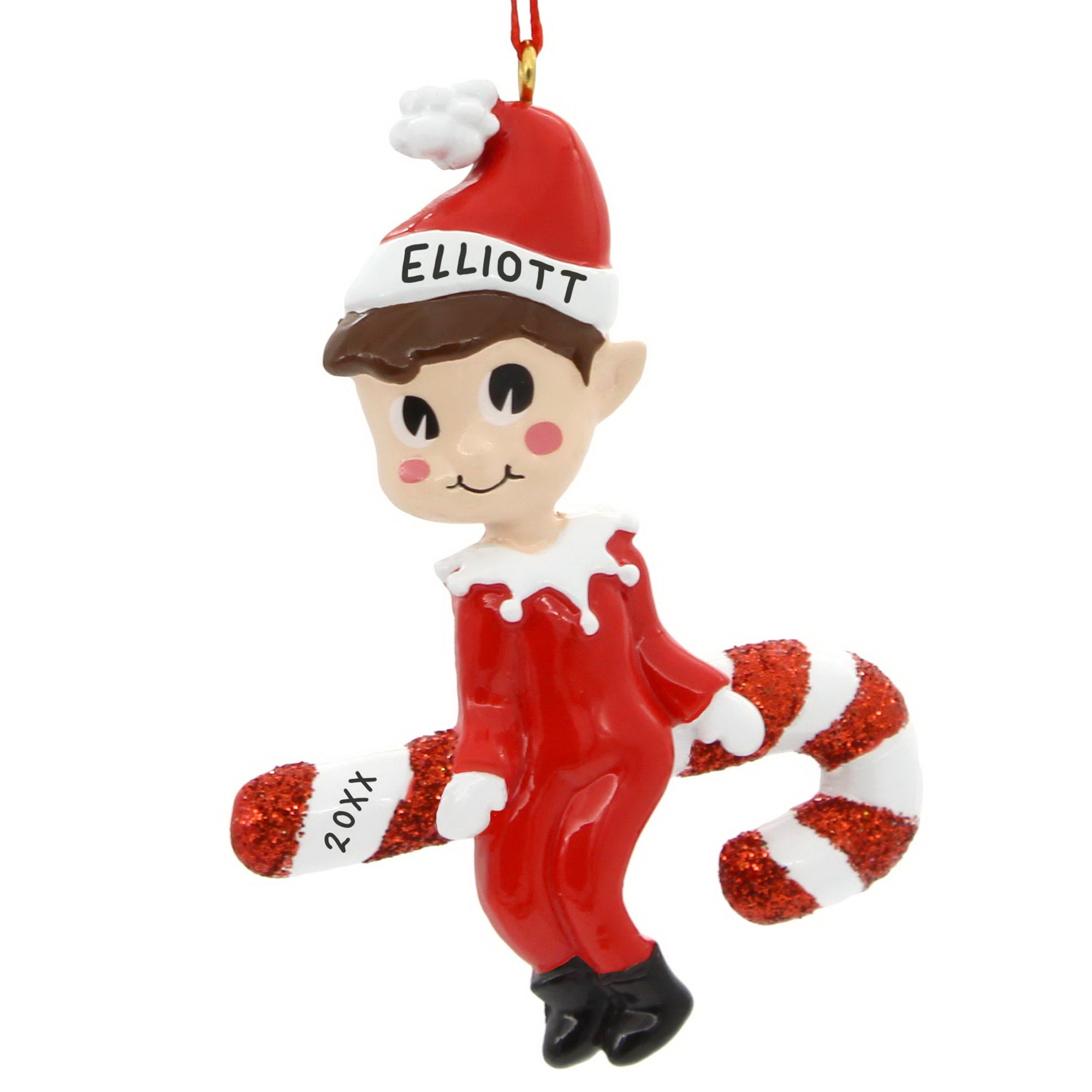Personalized Candy Cane Elf Kids Ornament