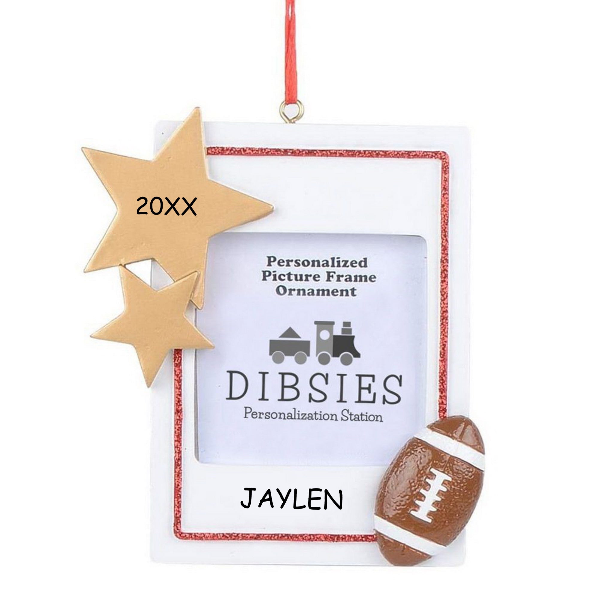 Personalized Sports Picture Frame Christmas Ornament - Football