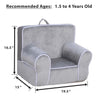Personalized Dibsies Creative Wonders Toddler Chair - Ages 1.5 to 4 Years Old - Gray with White Piping