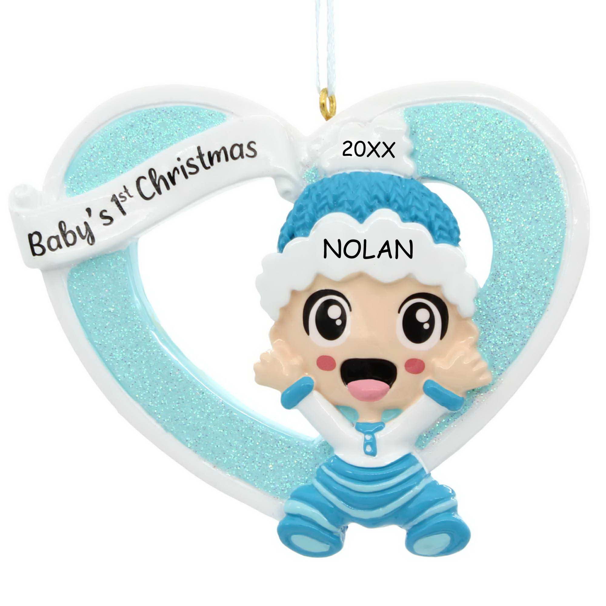 Personalized Dibsies Big Hugs and Kisses Baby's First Christmas Ornament - Boy
