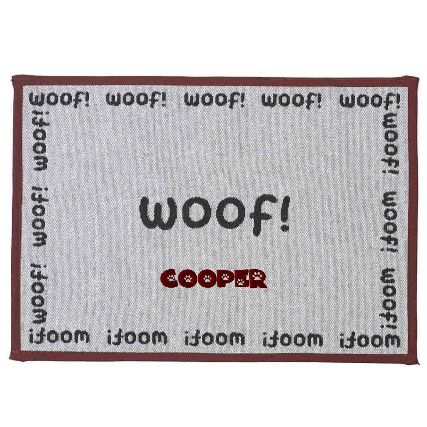 Dibsies Personalized Tapestry Dog Food Mat - Woof