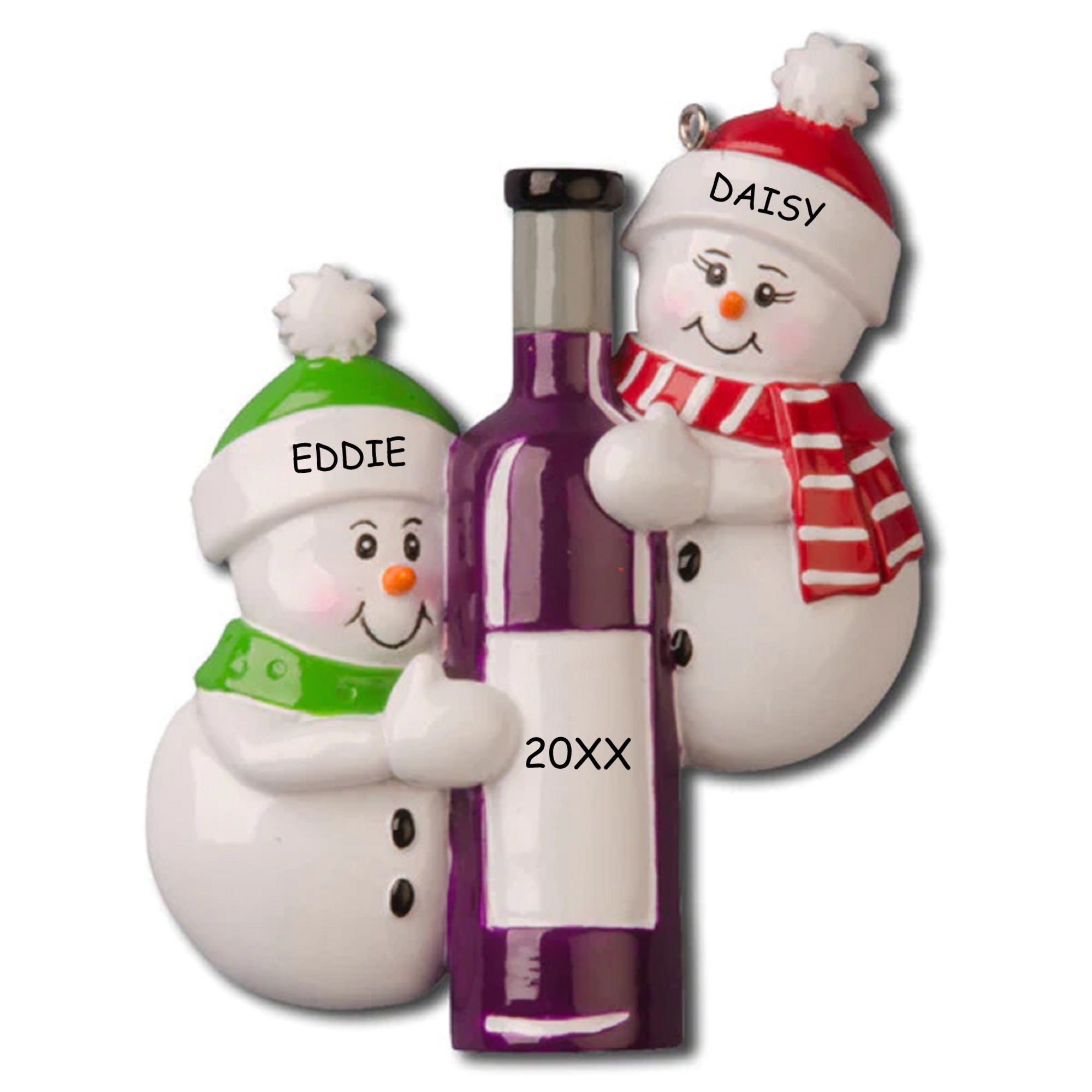 Personalized Wine Bottle Couples Christmas Ornament