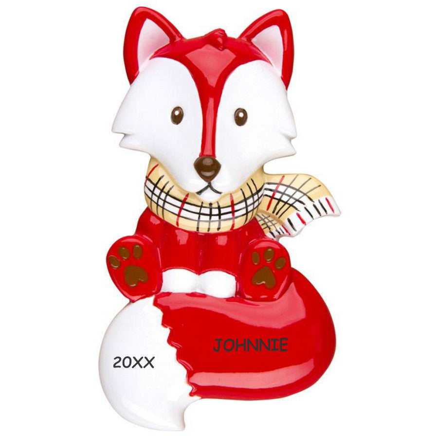 Personalized Red Fox Kids Christmas Ornament