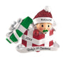 Personalized Baby in Present First Christmas Ornament - Red & Green