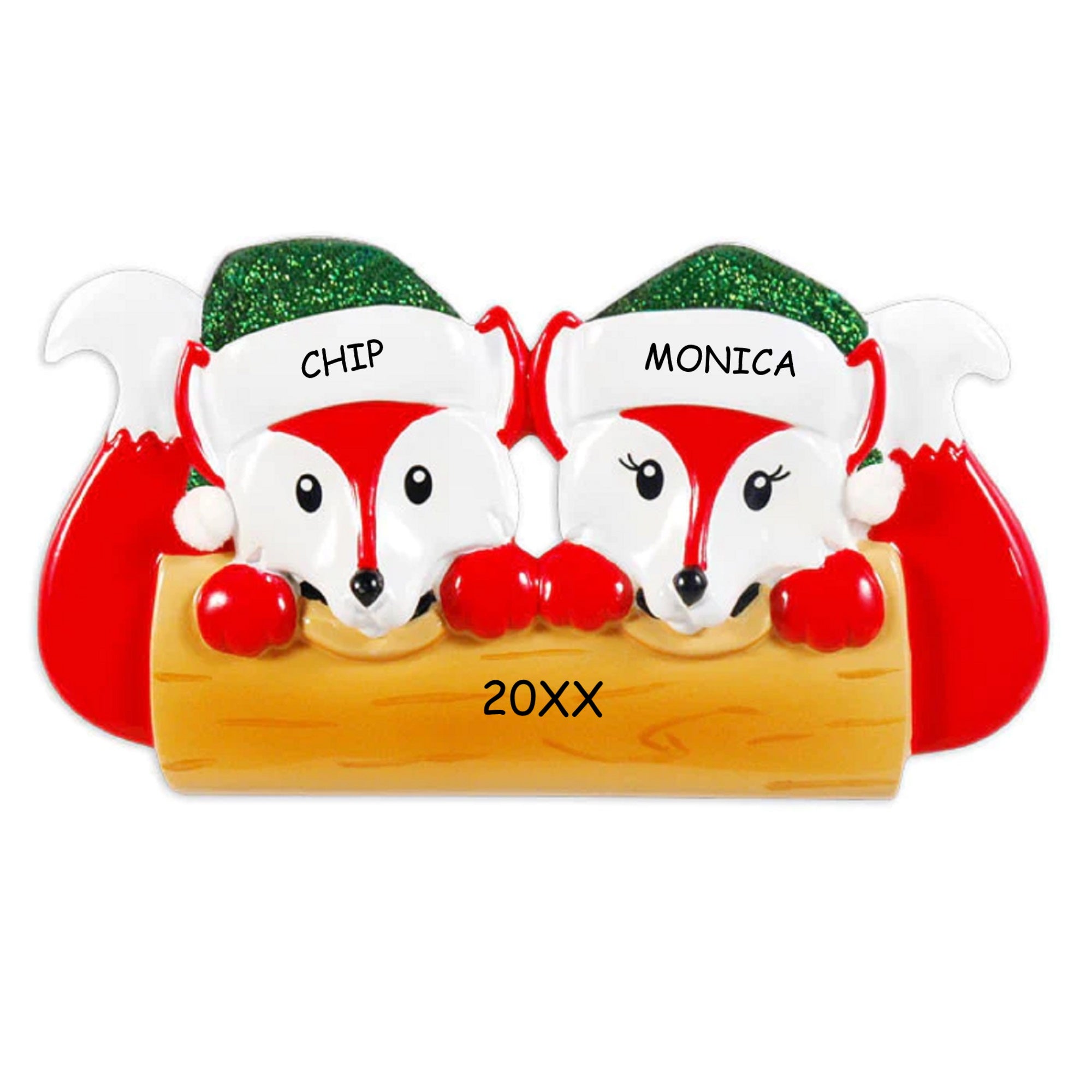 Personalized Sly Fox Couples Christmas Ornament