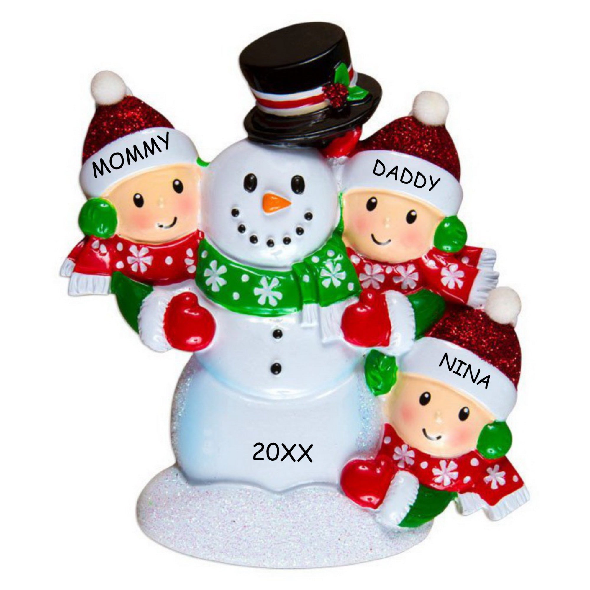 Personalized Snowman Fun Family Christmas Ornament - Family of 3
