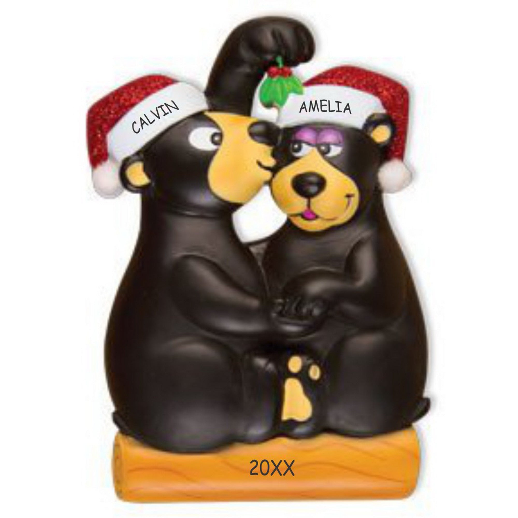 Personalized Papa and Mama Bear Mistletoe Couples Christmas