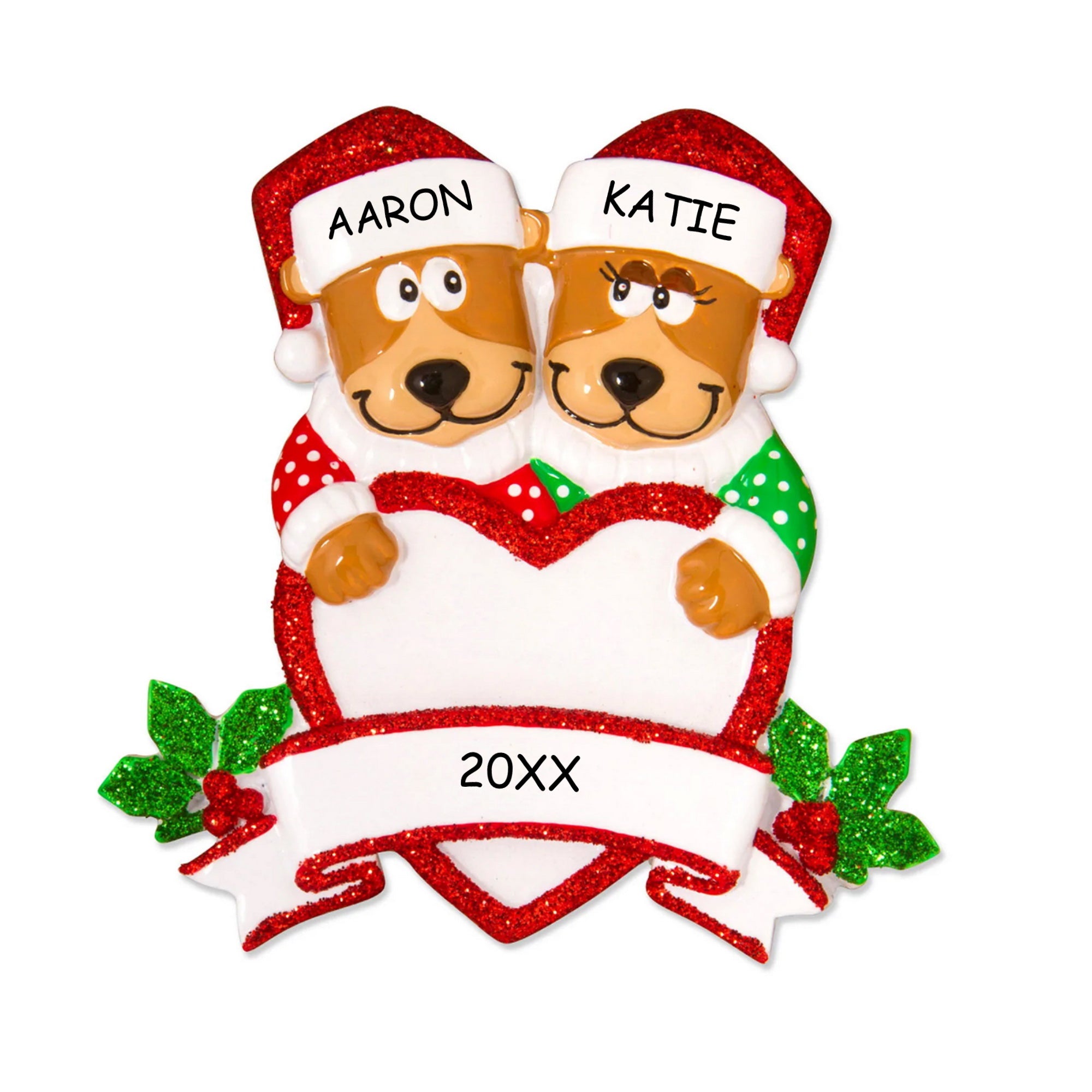 Personalized Heartwarming Bear Couples Christmas Ornament