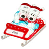 Personalized Bears on Sled Couples Christmas Ornament