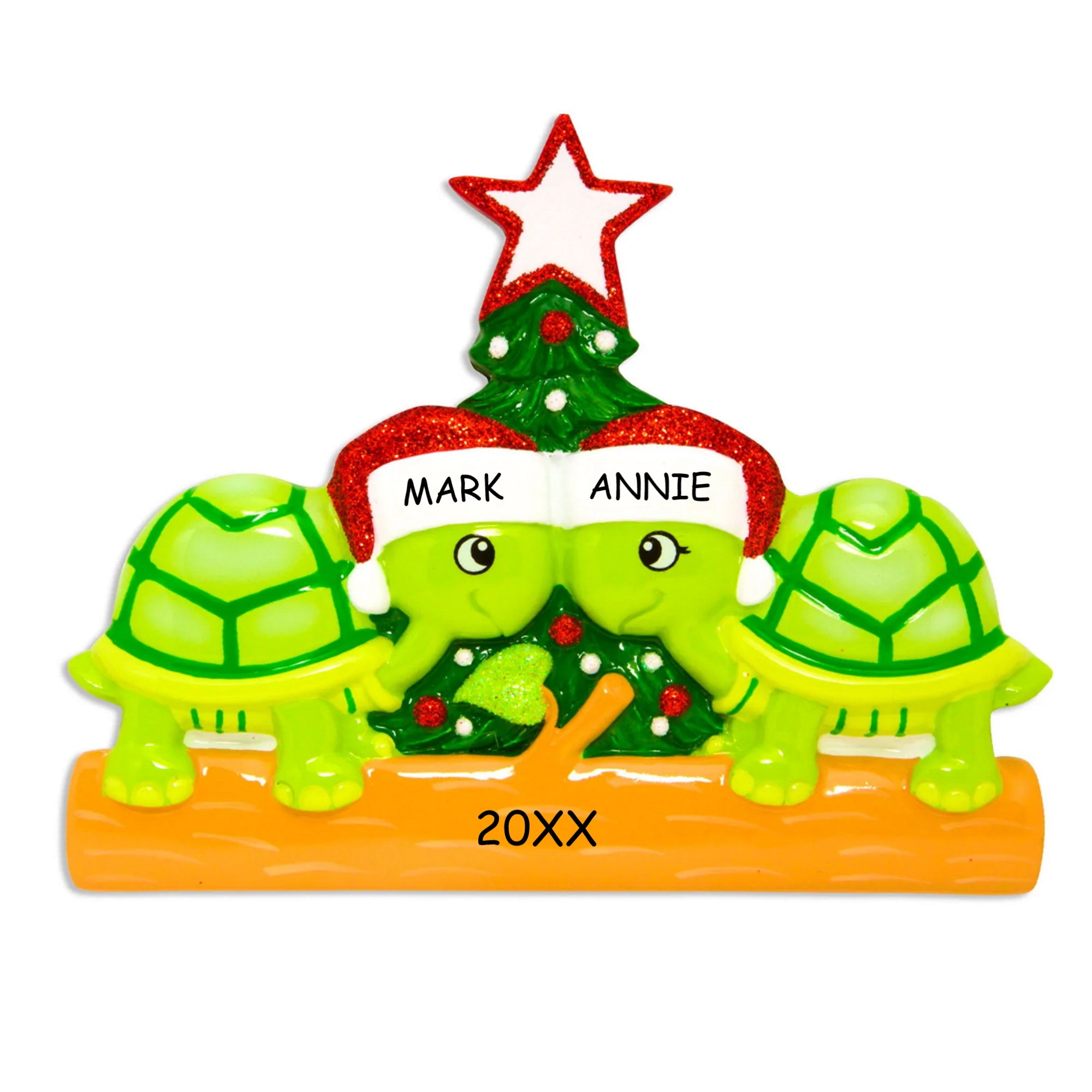 Personalized Turtle Couples Christmas Ornament
