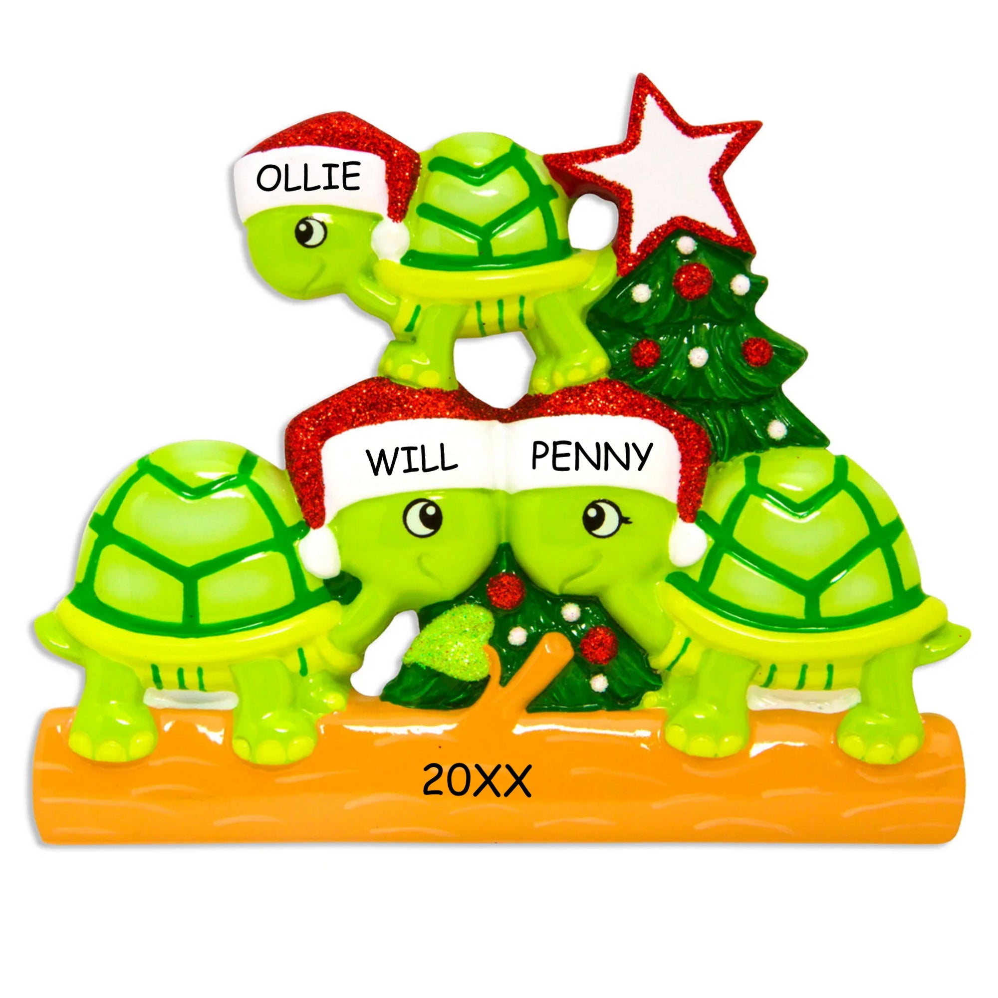 Personalized Turtles Christmas Ornament - Family of 3
