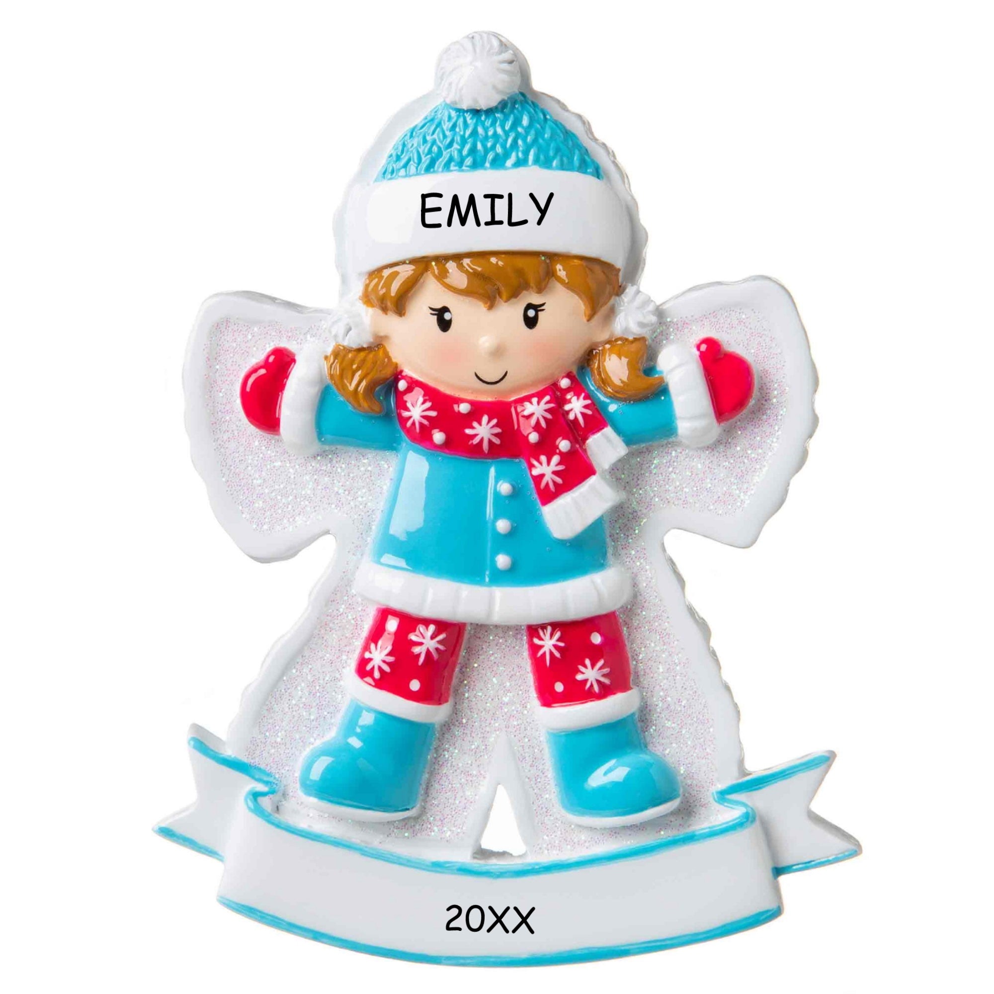 Personalized Snow Angel Christmas Ornament - Girl
