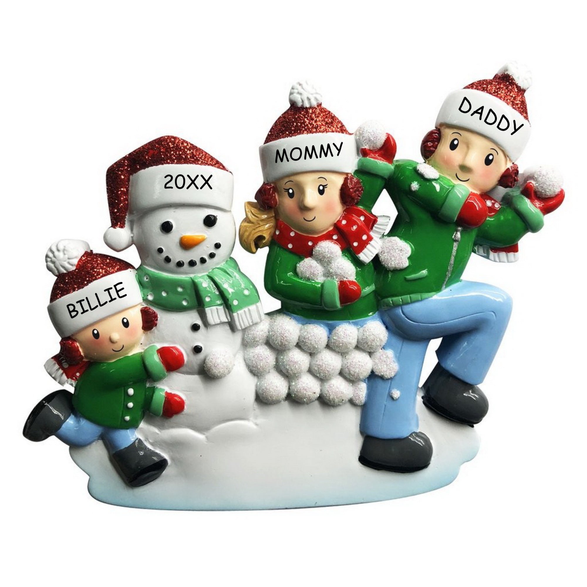 Personalized Snowball Fun Family Christmas Ornament - Family of 3