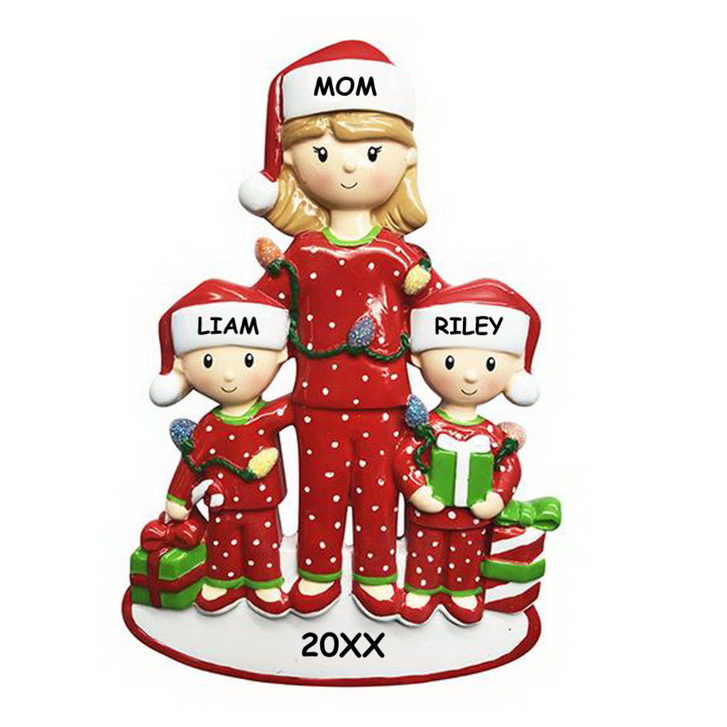Personalized Single Mom Family Ornament - Family of 3