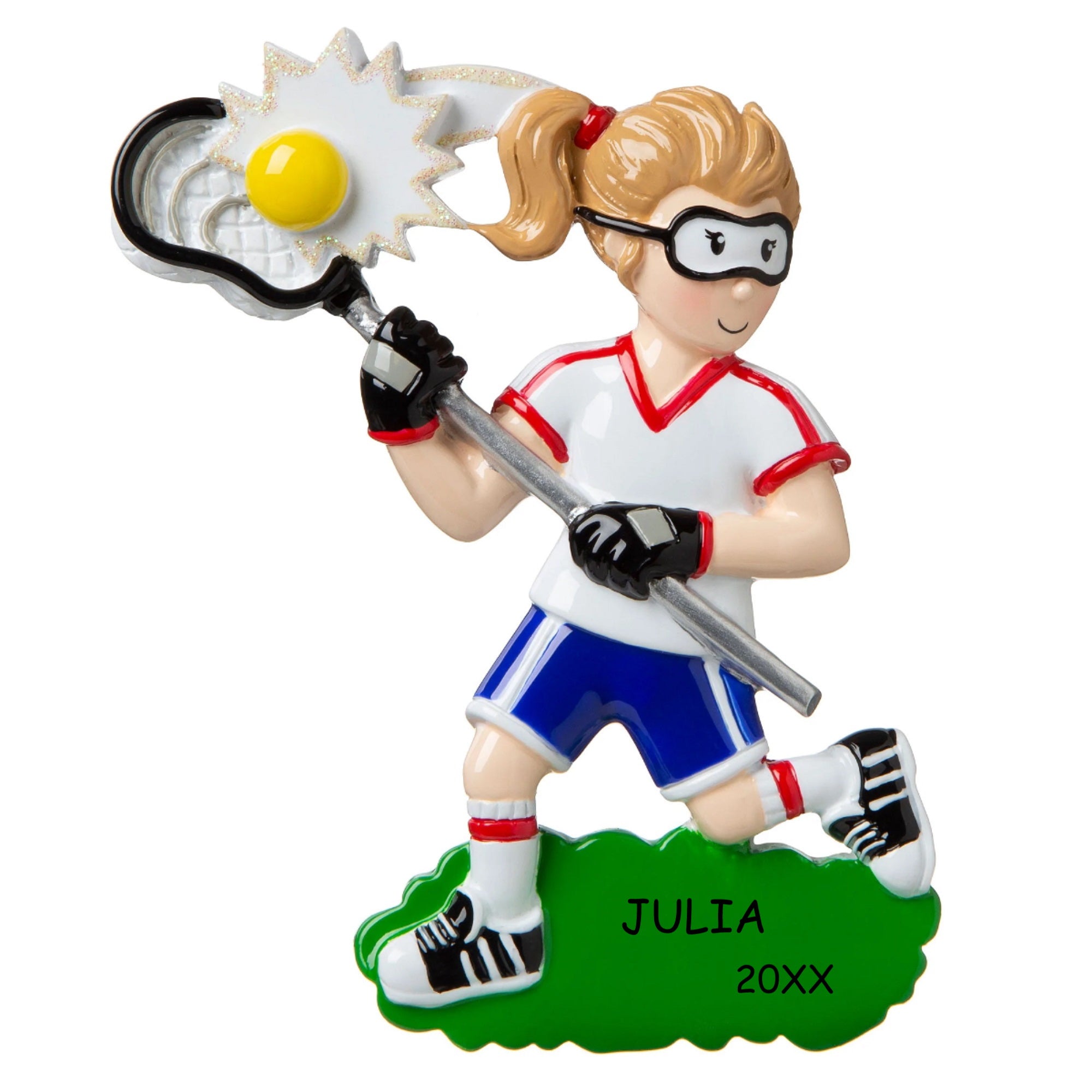 Personalized Lacrosse Sports Christmas Ornament - Girls