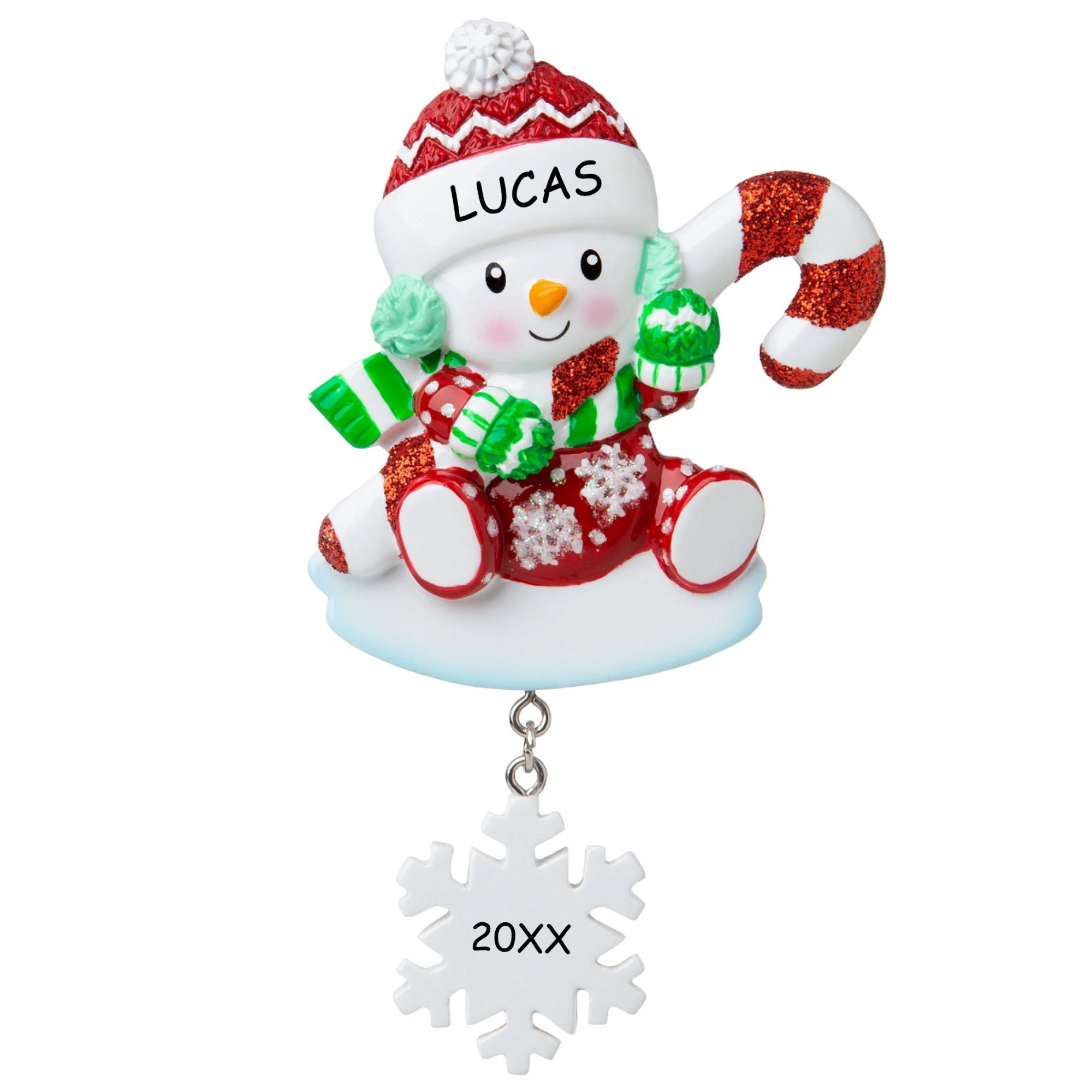 Personalized Baby Hugging a Candy Cane Christmas Ornament