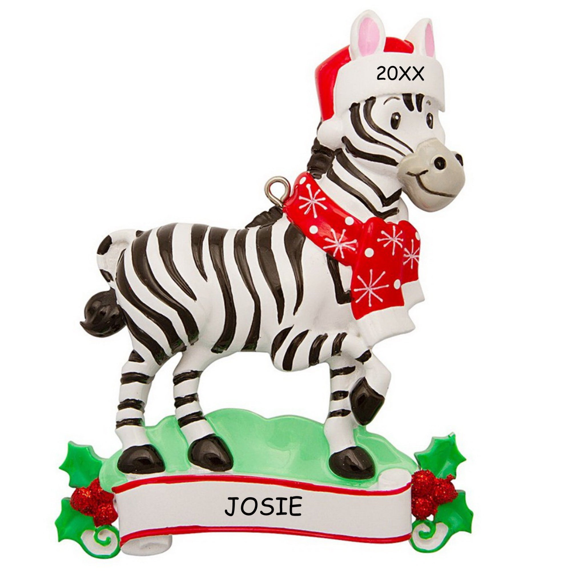 Personalized Zebra Kids Christmas Ornament
