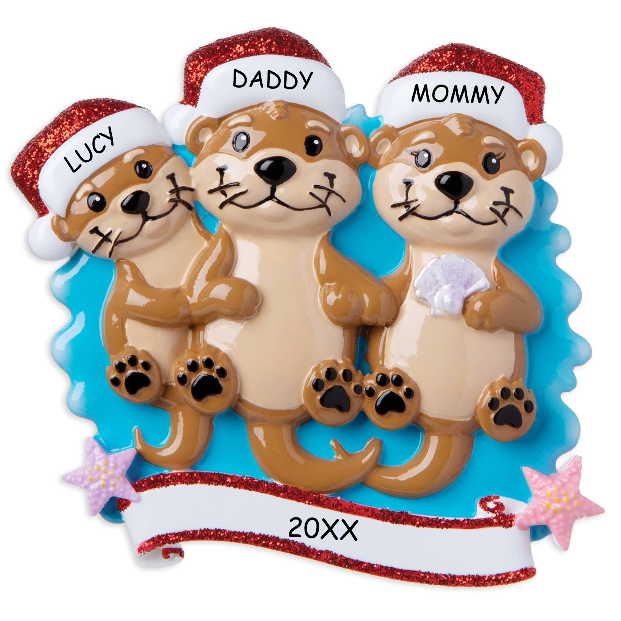 Personalized Otterly Cute Christmas Ornament - Family of 3