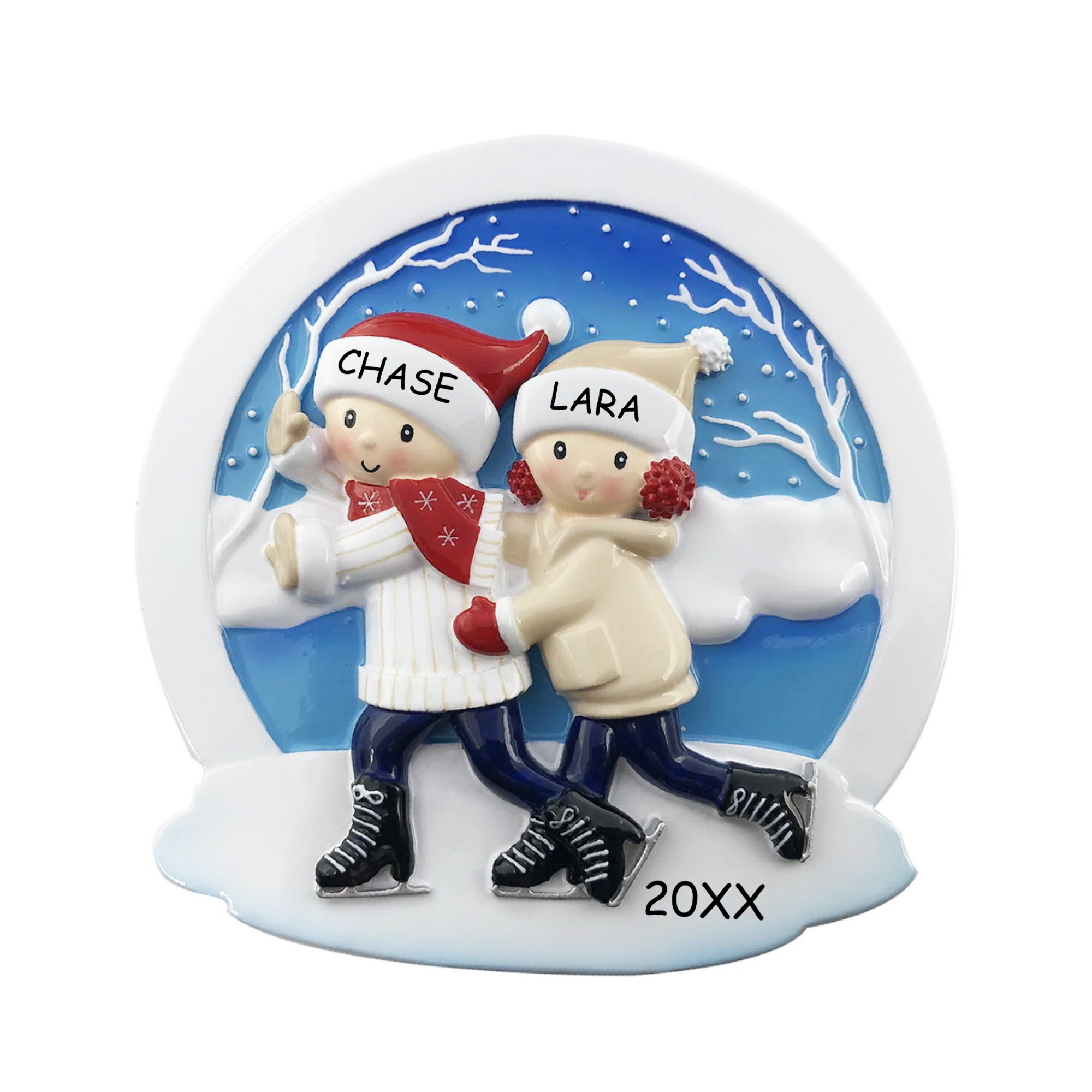 Personalized Ice Skating Couples Christmas Ornament