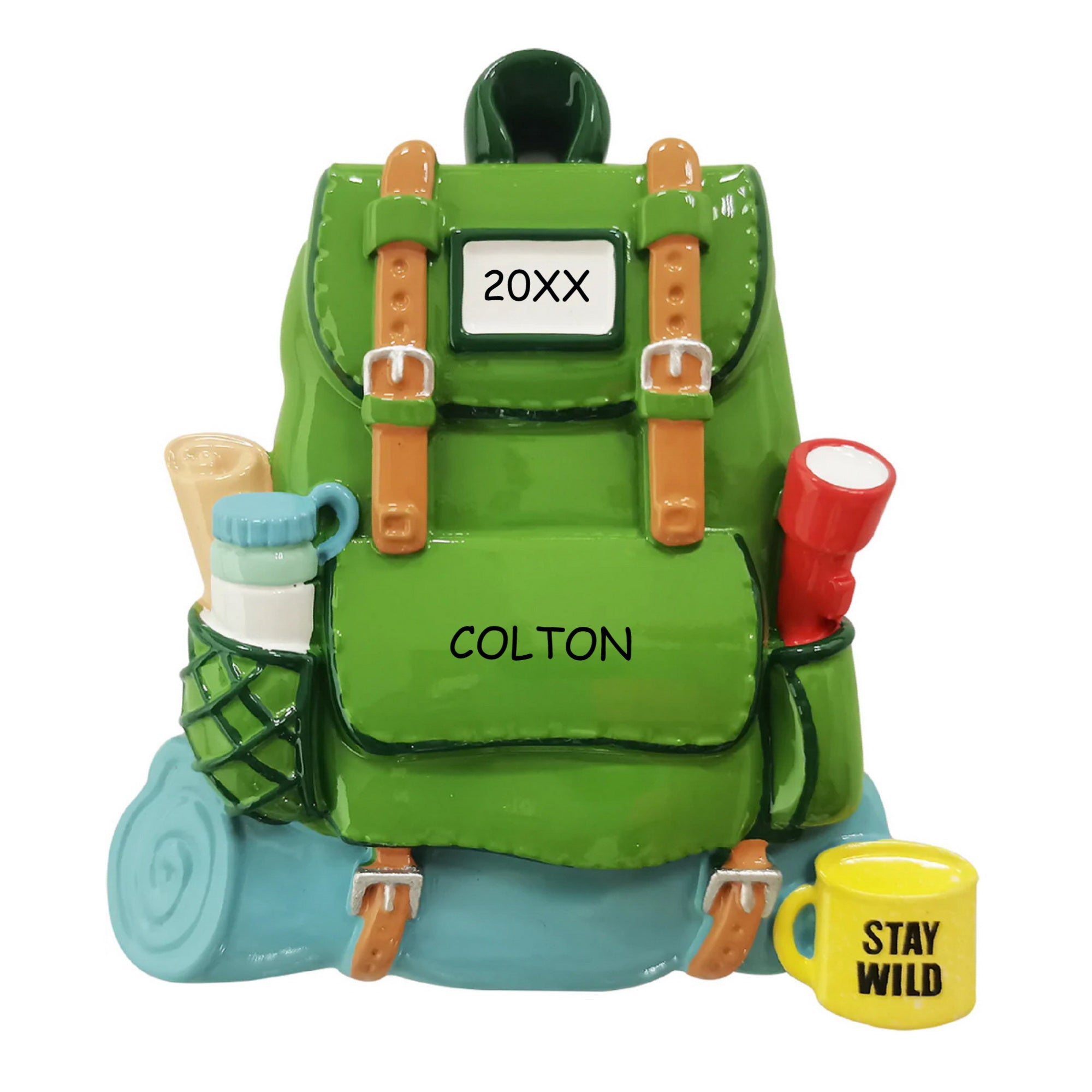 Personalized Hiking Backpack Stay Wild Christmas Ornament