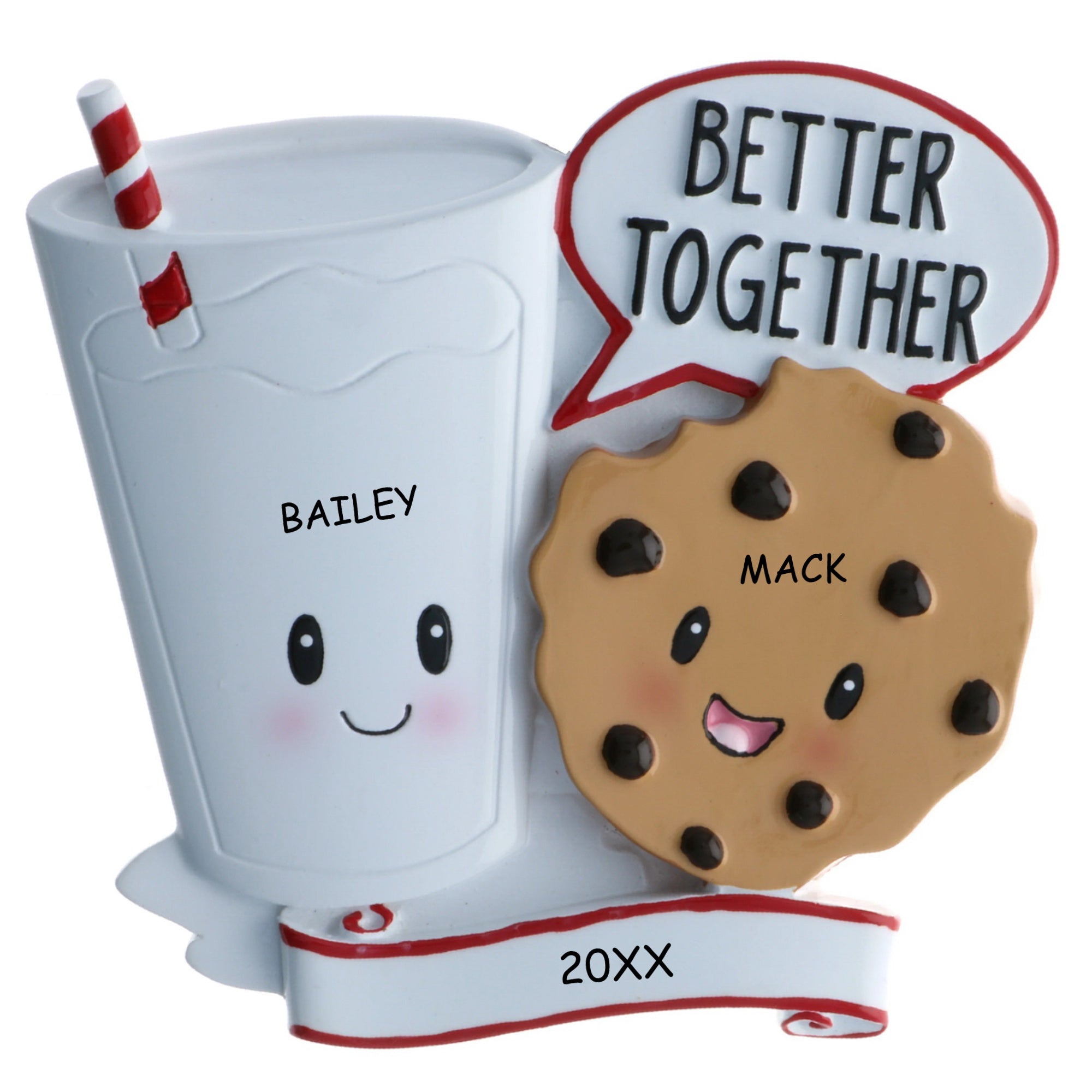 Personalized Milk & Cookies Better Together Couples Christmas Ornament