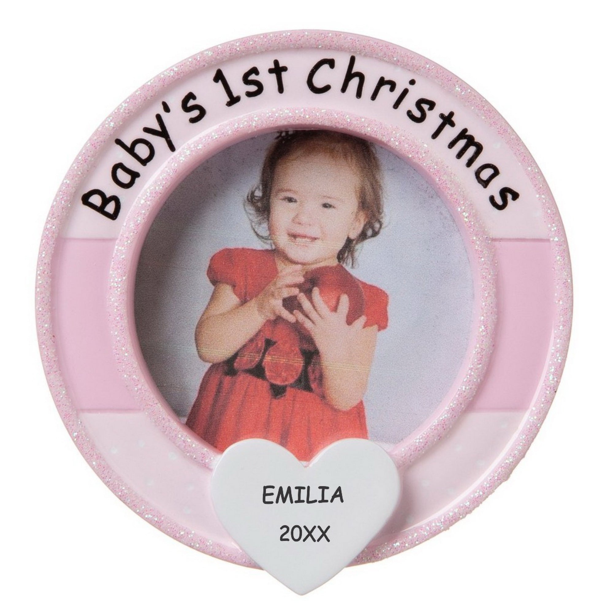 Personalized Picture Frame Baby's First Christmas Ornament - Girl