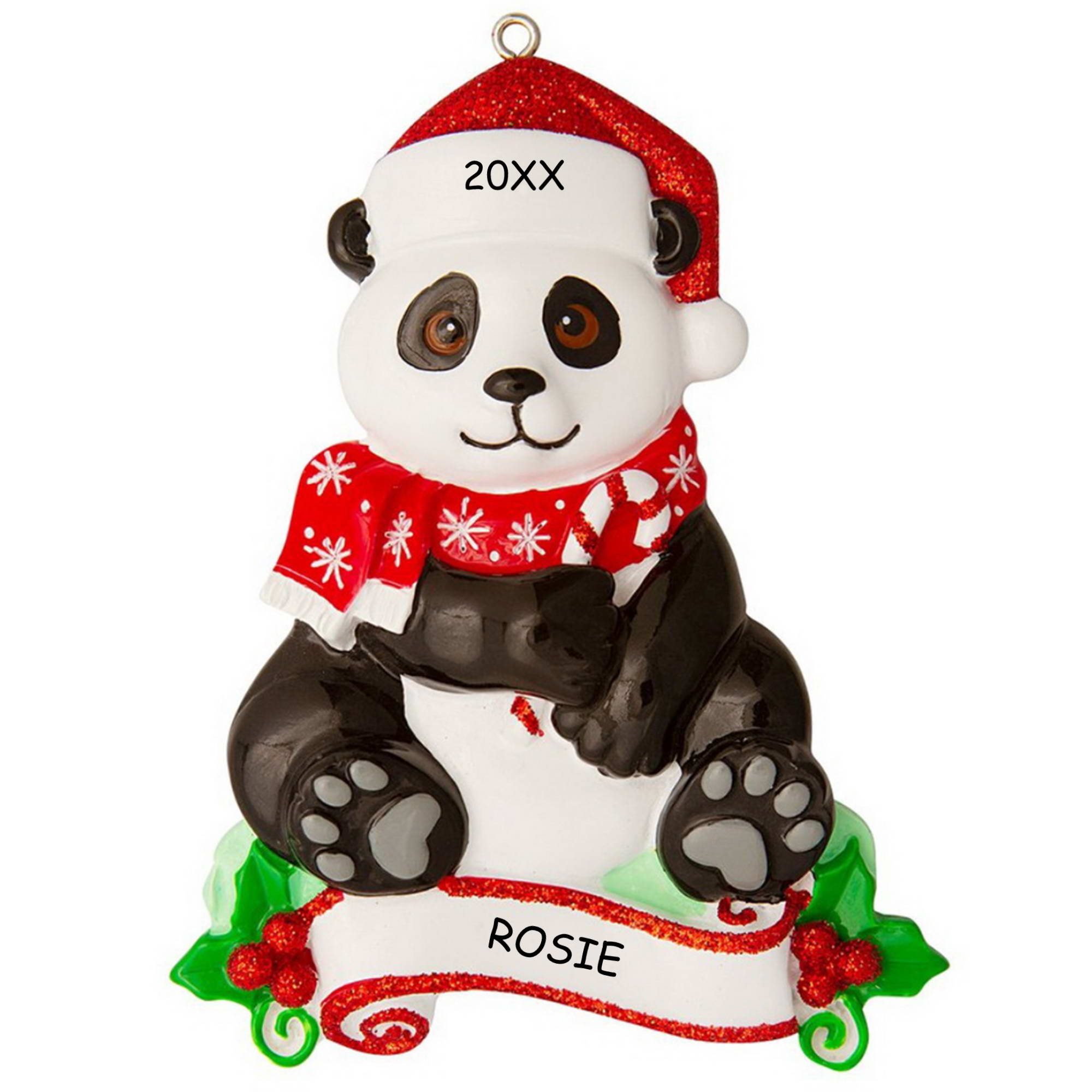 Personalized Panda Kids Christmas Ornament