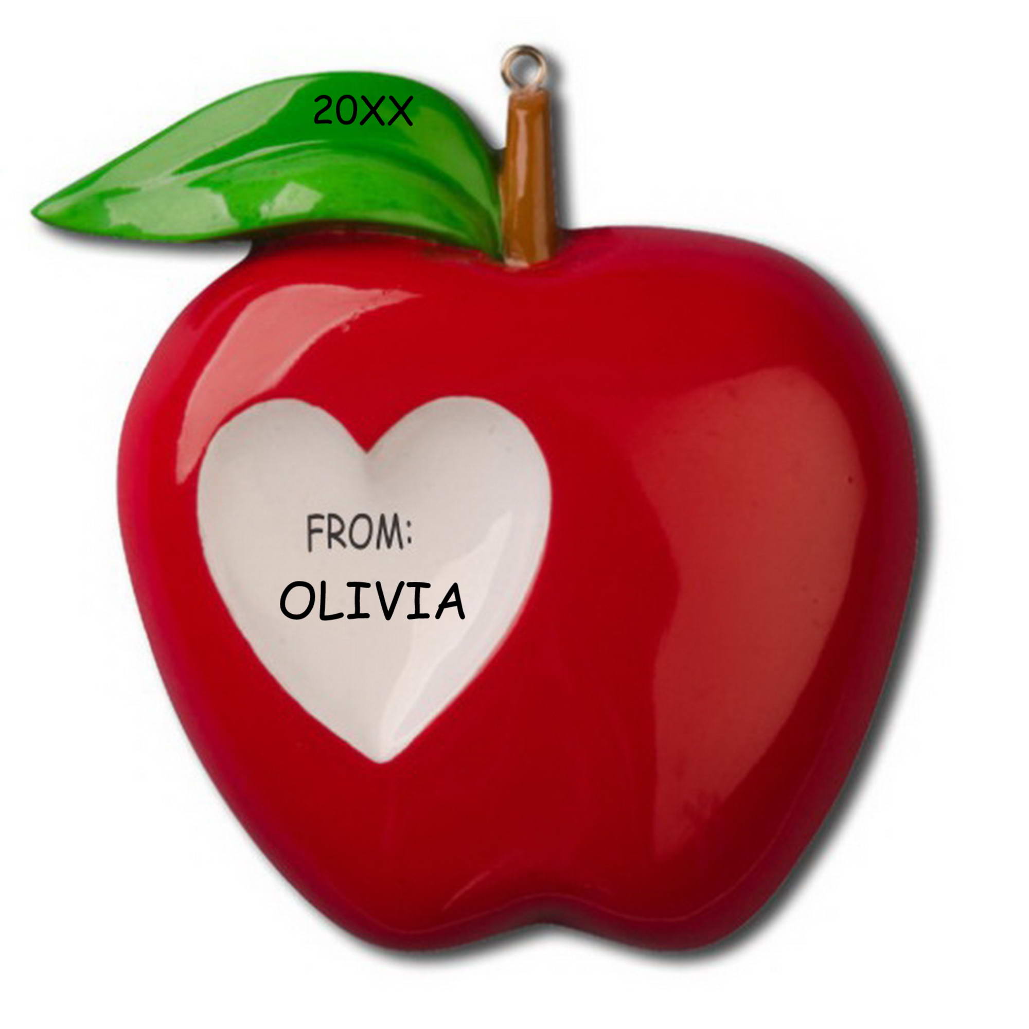 Personalized Apple for You Teacher Christmas Ornament