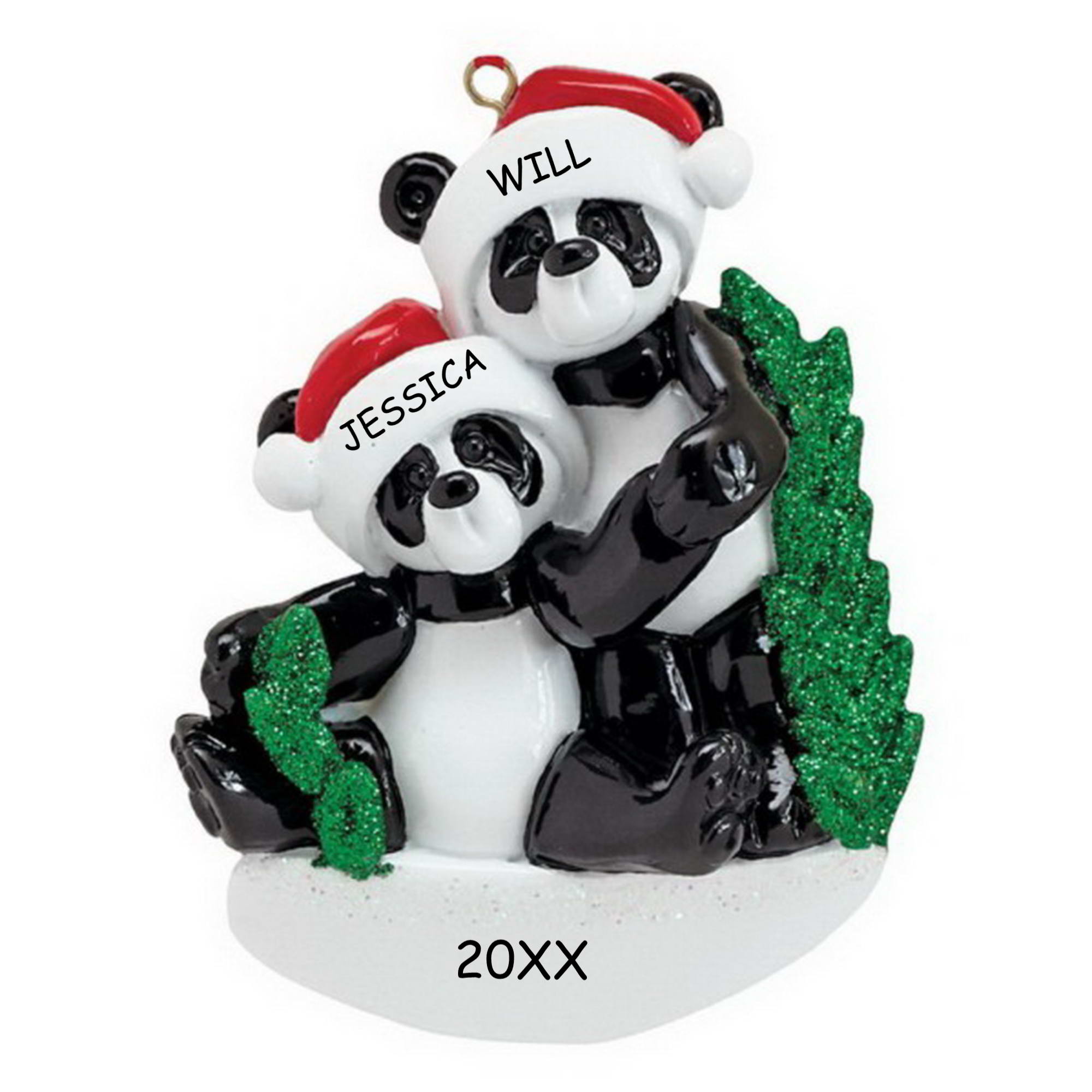 Personalized Bamboo Panda Couples Ornament