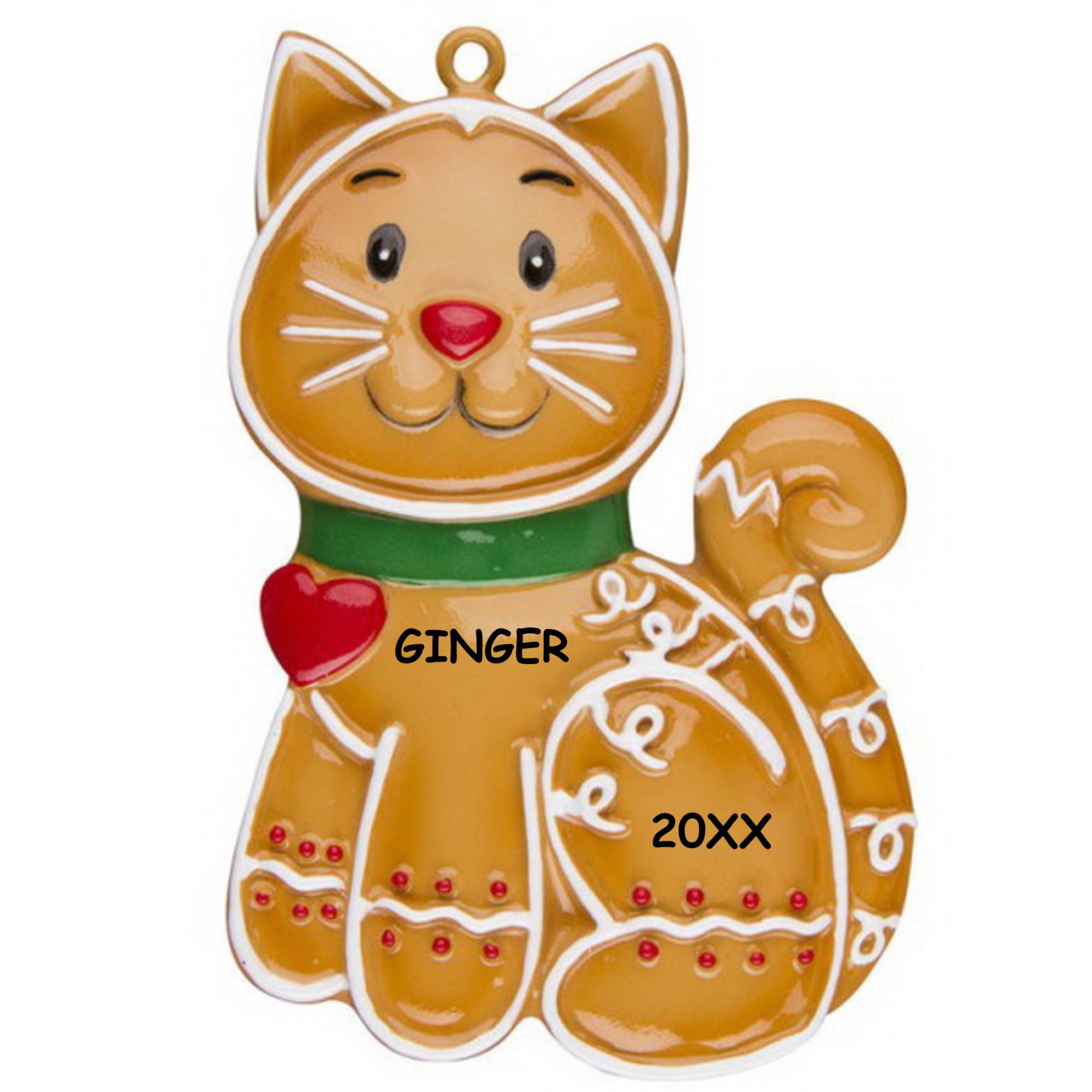 Personalized Ginger-bred Cat Christmas Ornament